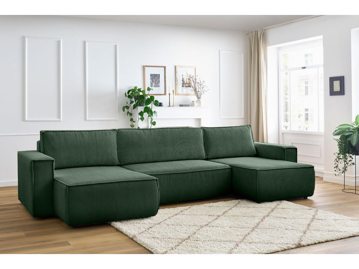 Colțar in formă de U Extensibil CLOUD, cu ladă de depozitare, 384x148x88cm - Prestigehome.ro - Coltar - Prestige - #color_Verde-Zoom