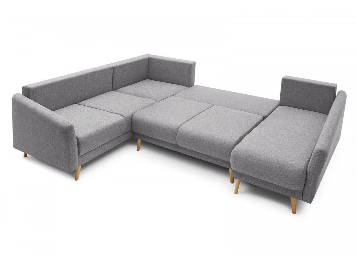 Colțar Panoramic Extensibil JULIET, cu ladă de depozitare, variante stânga/dreapta, 316x246x95 cm - Prestigehome.ro - Canapea - Prestige #color_Gri-Deschis-Como