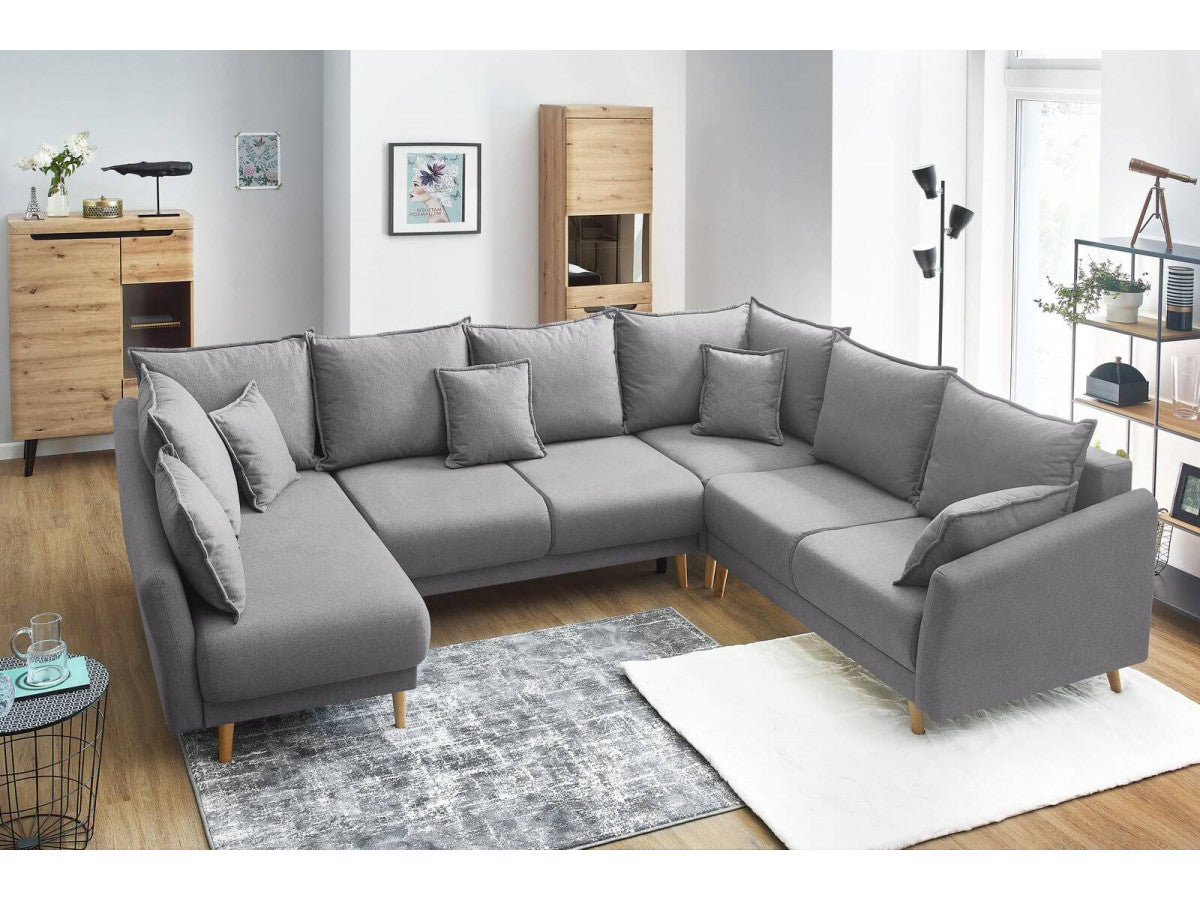 Colțar Panoramic Extensibil JULIET, cu ladă de depozitare, variante stânga/dreapta, 316x246x95 cm - Prestigehome.ro - Canapea - Prestige #color_Gri-Deschis-Como