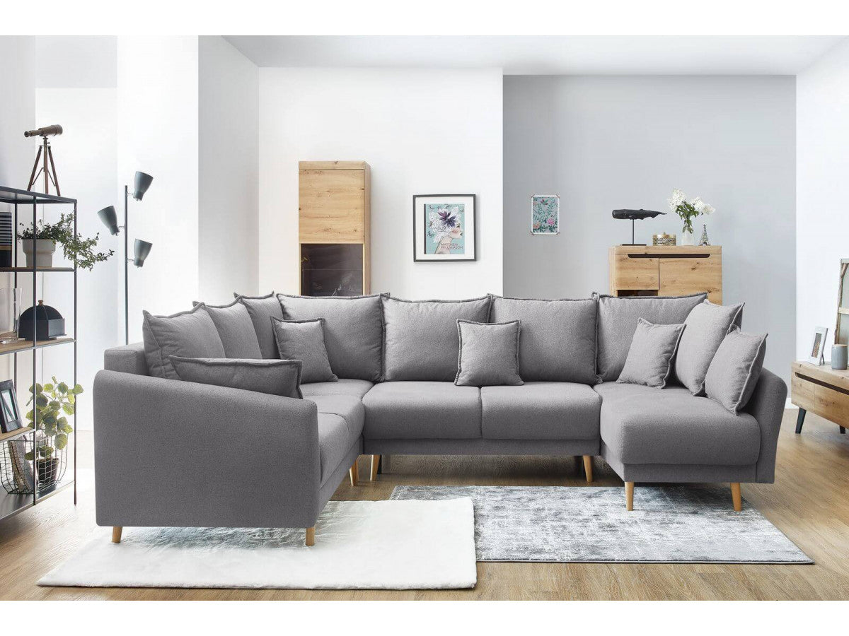 Colțar Panoramic Extensibil JULIET, cu ladă de depozitare, variante stânga/dreapta, 316x246x95 cm - Prestigehome.ro - Canapea - Prestige #color_Gri-Deschis-Como