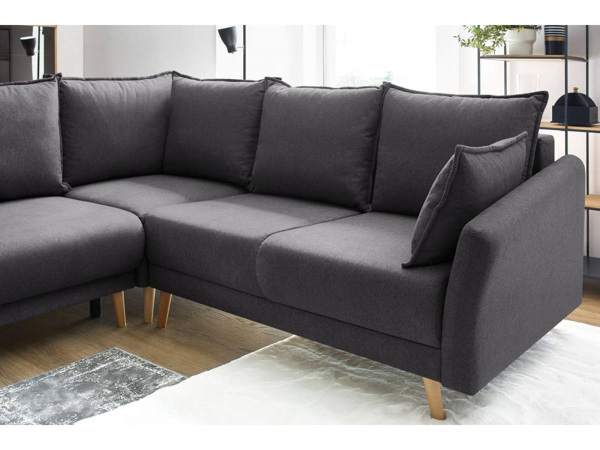 Colțar Panoramic Extensibil JULIET, cu ladă de depozitare, variante stânga/dreapta, 316x246x95 cm - Prestigehome.ro - Canapea - Prestige #color_Gri-Inchis-Como