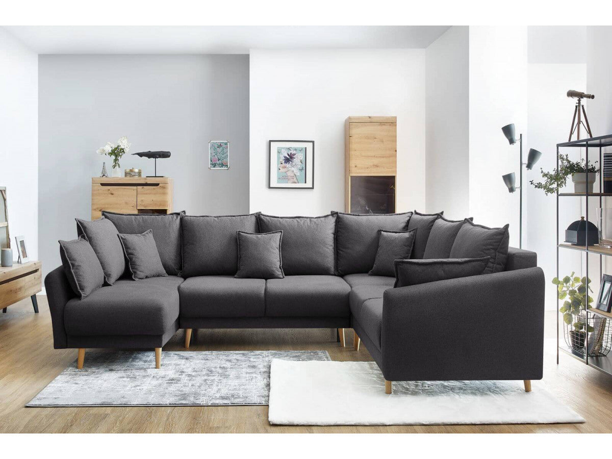 Colțar Panoramic Extensibil JULIET, cu ladă de depozitare, variante stânga/dreapta, 316x246x95 cm - Prestigehome.ro - Canapea - Prestige #color_Gri-Inchis-Como