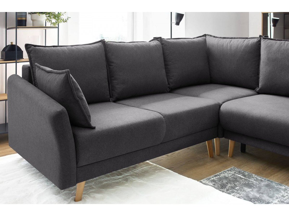 Colțar Panoramic Extensibil JULIET, cu ladă de depozitare, variante stânga/dreapta, 316x246x95 cm - Prestigehome.ro - Canapea - Prestige #color_Gri-Inchis-Como