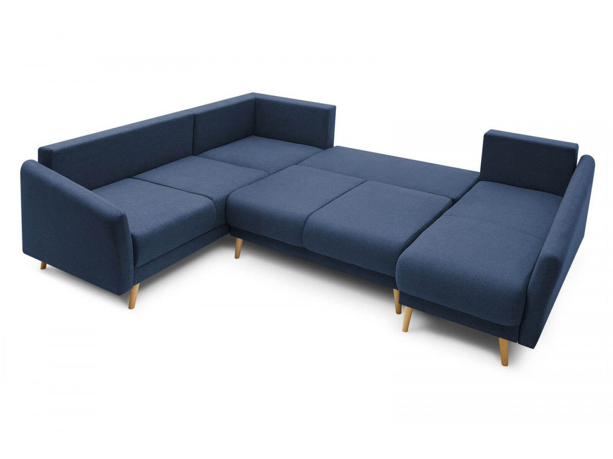 Colțar Panoramic Extensibil JULIET, cu ladă de depozitare, variante stânga/dreapta, 316x246x95 cm - Prestigehome.ro - Canapea - Prestige #color_Albastru-Inchis-Como