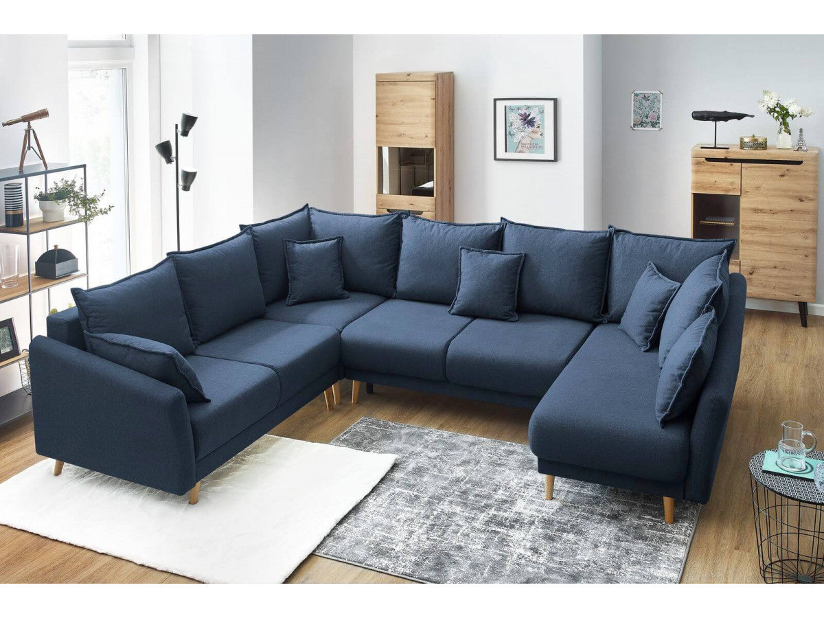 Colțar Panoramic Extensibil JULIET, cu ladă de depozitare, variante stânga/dreapta, 316x246x95 cm - Prestigehome.ro - Canapea - Prestige #color_Albastru-Inchis-Como