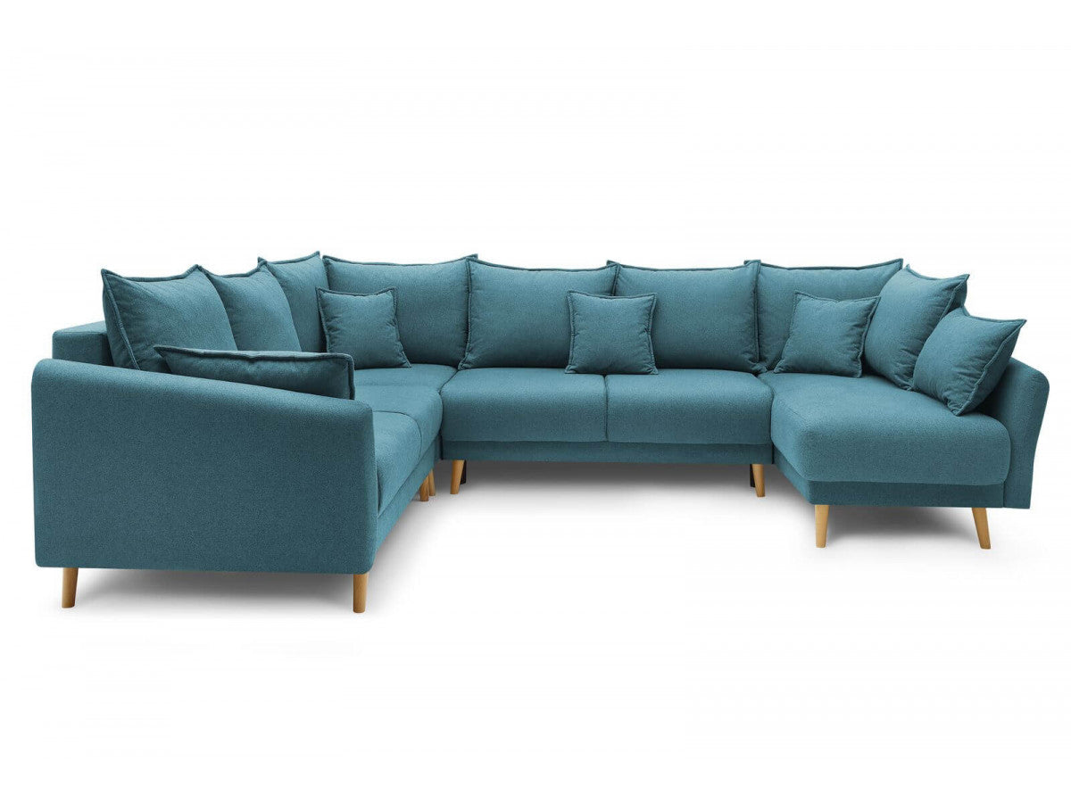 Colțar Panoramic Extensibil JULIET, cu ladă de depozitare, variante stânga/dreapta, 316x246x95 cm - Prestigehome.ro - Canapea - Prestige #color_Turcoaz-Como