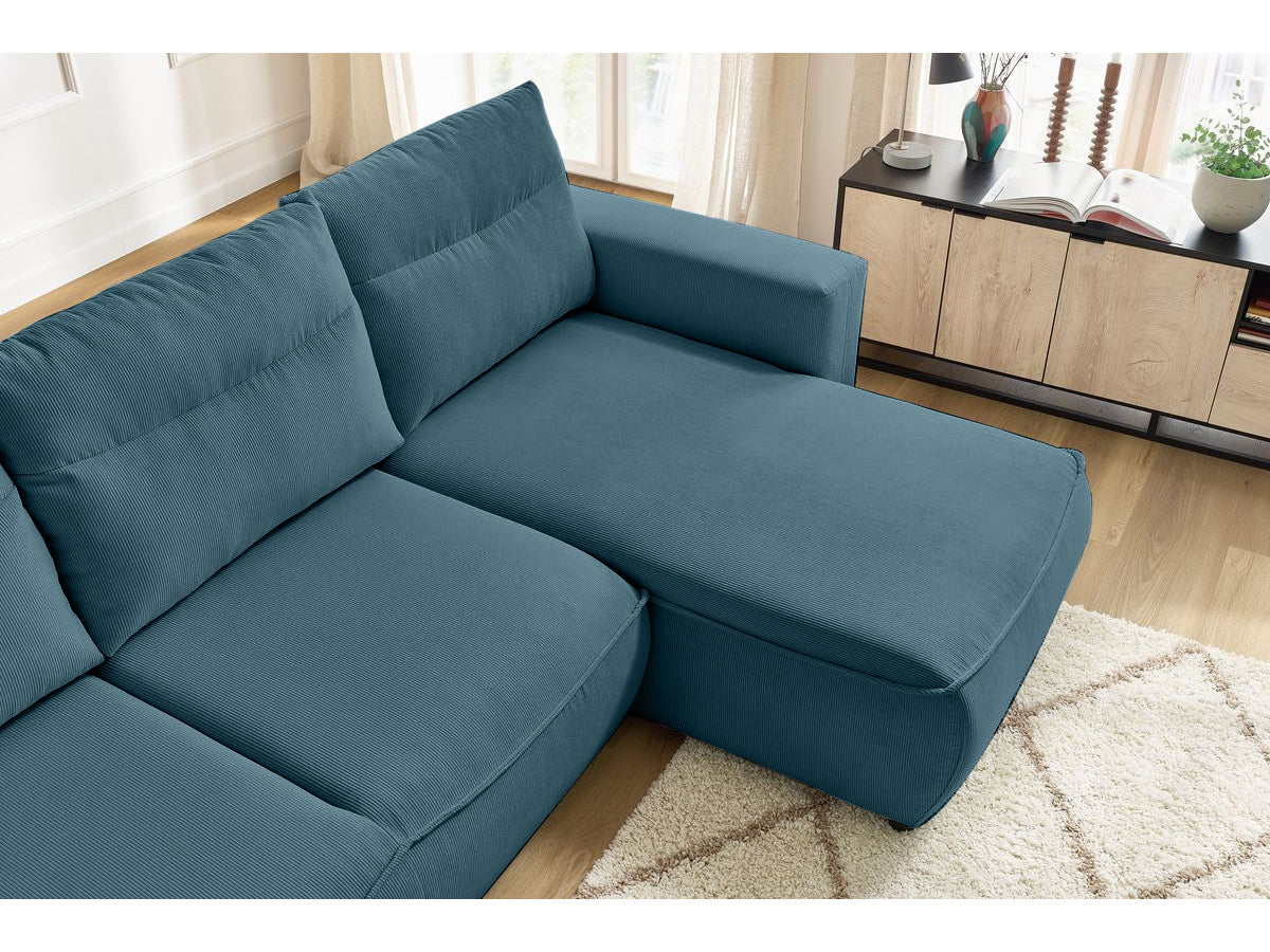 Colțar Extensibil HALSON, cu ladă de depozitare, șezlong interschimbabil, 256x158x90 cm - Prestigehome.ro - Colțar - Prestige #color_Albastru-Fjord