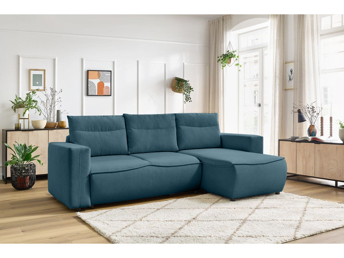 Colțar Extensibil HALSON, cu ladă de depozitare, șezlong interschimbabil, 256x158x90 cm - Prestigehome.ro - Colțar - Prestige #color_Albastru-Fjord