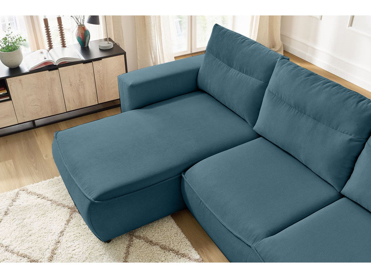 Colțar Extensibil HALSON, cu ladă de depozitare, șezlong interschimbabil, 256x158x90 cm - Prestigehome.ro - Colțar - Prestige #color_Albastru-Fjord