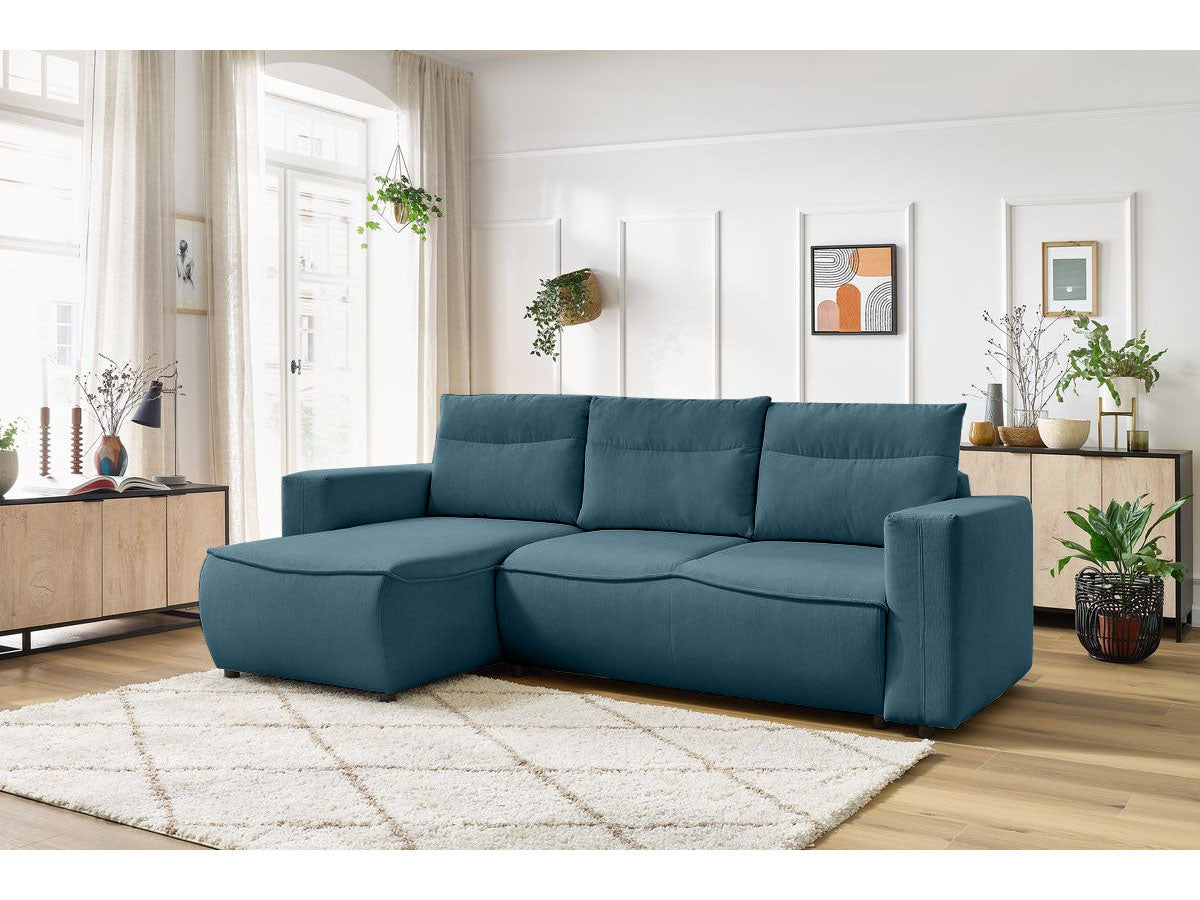 Colțar Extensibil HALSON, cu ladă de depozitare, șezlong interschimbabil, 256x158x90 cm - Prestigehome.ro - Colțar - Prestige #color_Albastru-Fjord