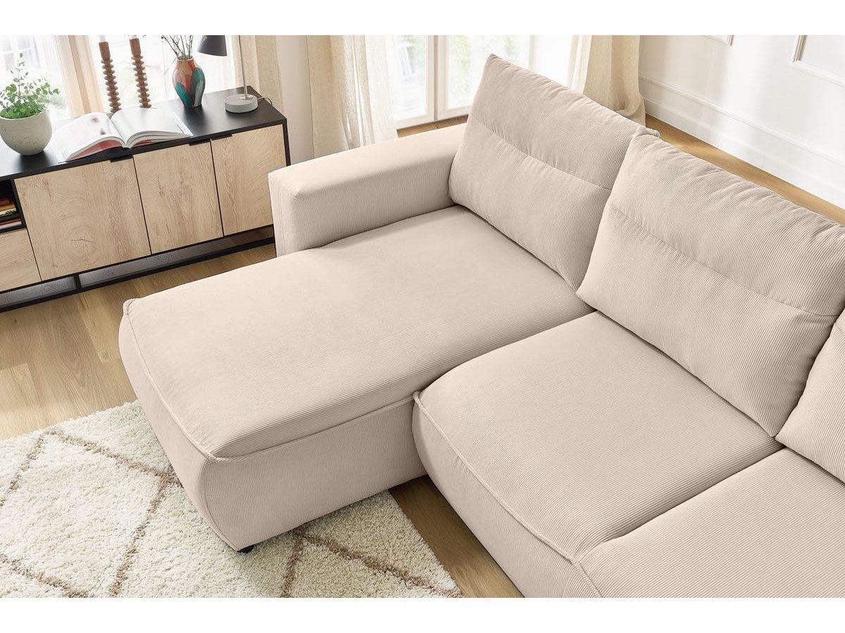 Colțar Extensibil HALSON, cu ladă de depozitare, șezlong interschimbabil, 256x158x90 cm - Prestigehome.ro - Colțar - Prestige #color_Bej-Fjord