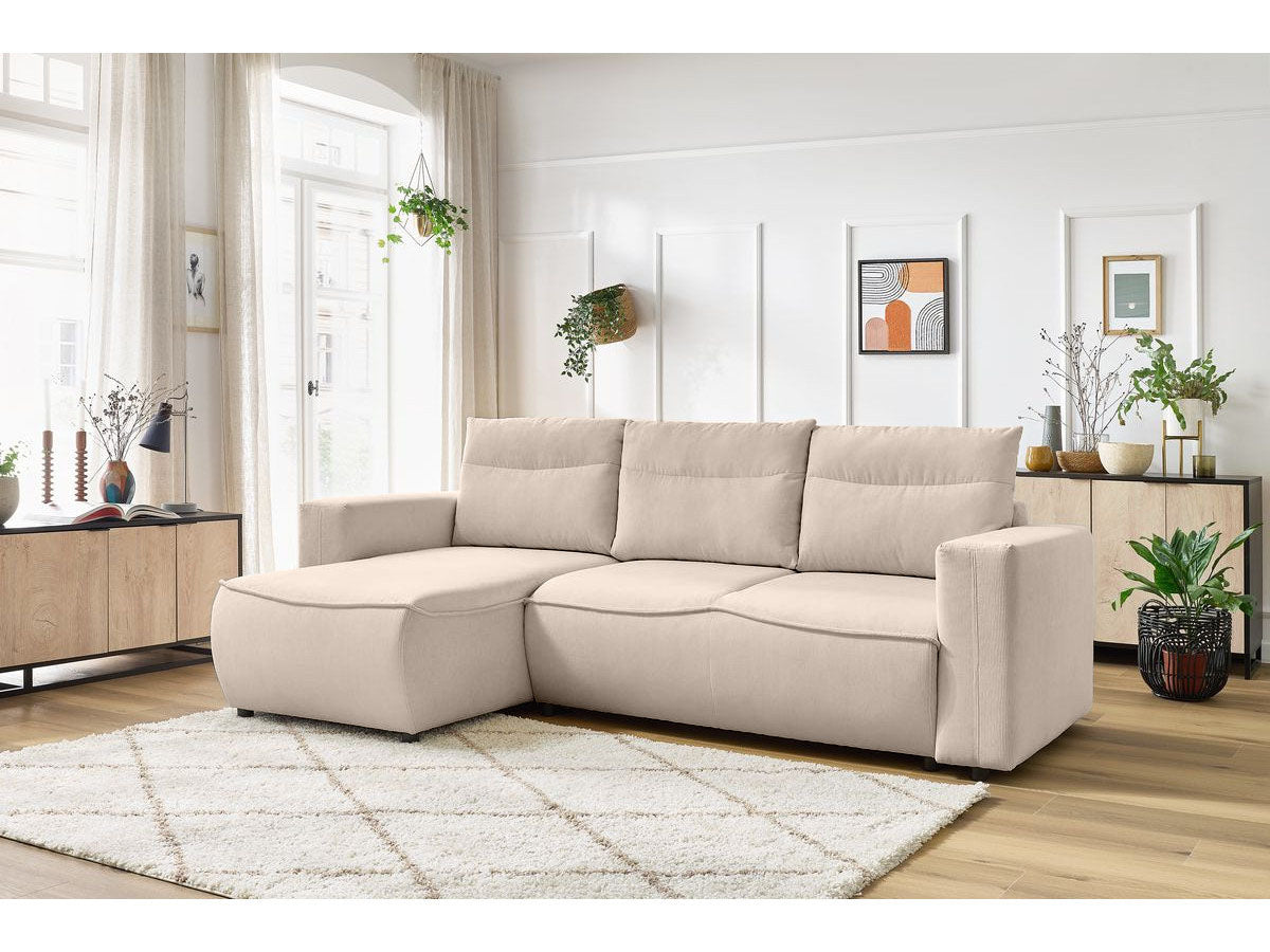 Colțar Extensibil HALSON, cu ladă de depozitare, șezlong interschimbabil, 256x158x90 cm - Prestigehome.ro - Colțar - Prestige #color_Bej-Fjord