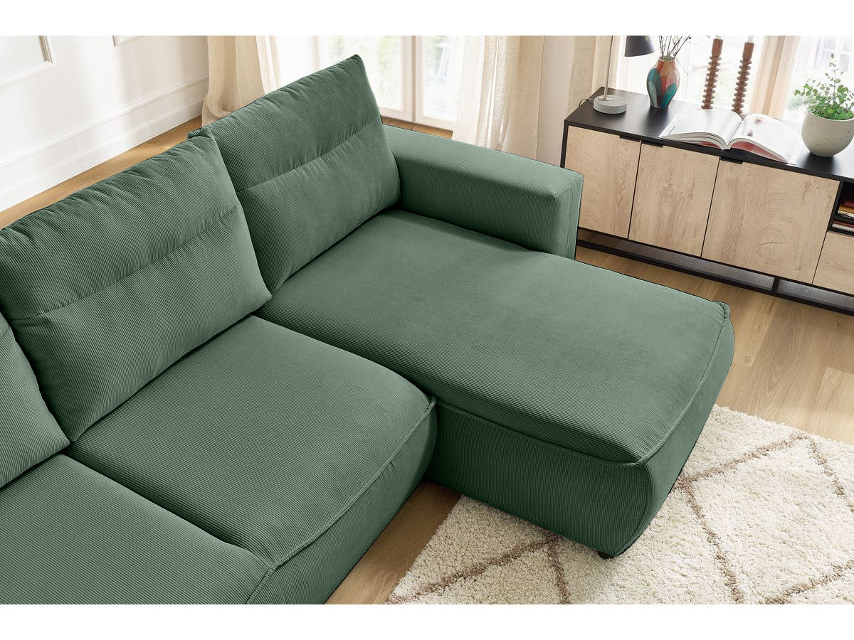 Colțar Extensibil HALSON, cu ladă de depozitare, șezlong interschimbabil, 256x158x90 cm - Prestigehome.ro - Colțar - Prestige #color_Verde-Fjord