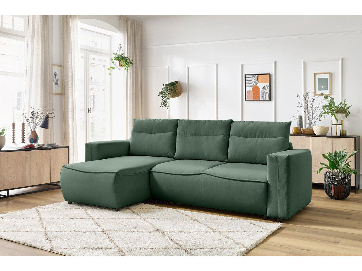 Colțar Extensibil HALSON, cu ladă de depozitare, șezlong interschimbabil, 256x158x90 cm - Prestigehome.ro - Colțar - Prestige #color_Verde-Fjordâ