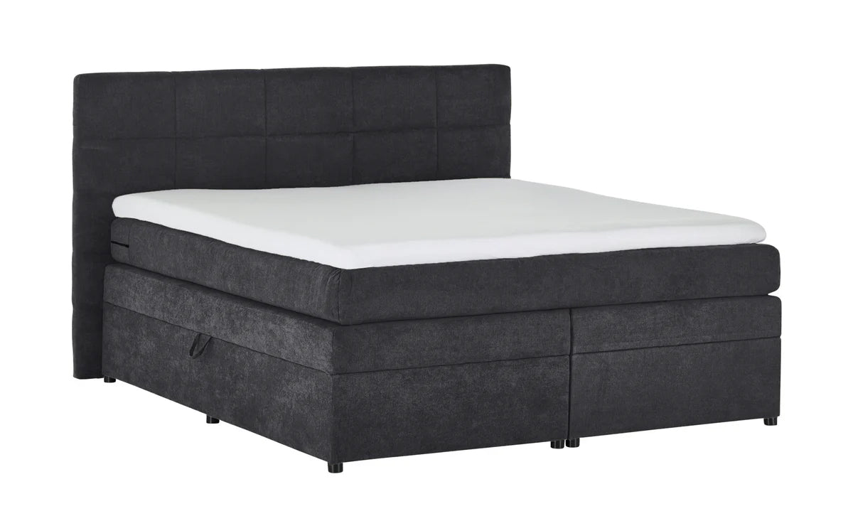 Pat Boxspring Gibson, cu lada de depozitare, Bej, Prestigehome.ro, Prestige, #Color_Gri-Inchis-Enjoy