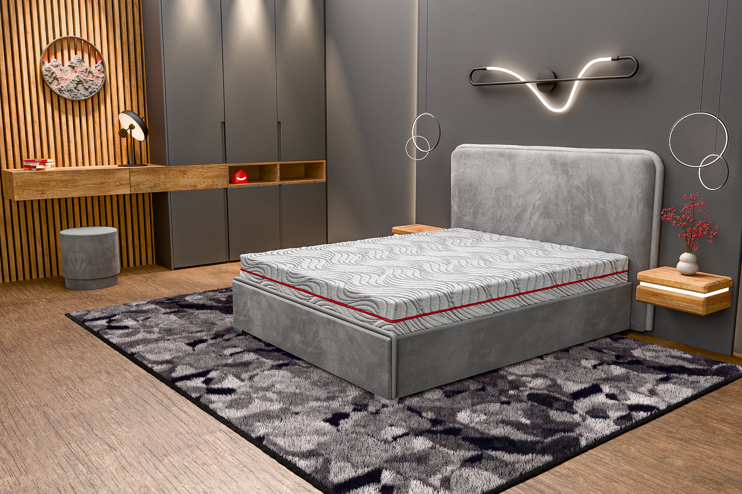 Saltea WAVE MULTILAYER, spumă cu memorie, spumă reziliență mare, husă hipoalergenică detașabilă și lavabilă, superortopedică, grosime 20 cm-Saltele-Prestige-80x190-Prestige Home