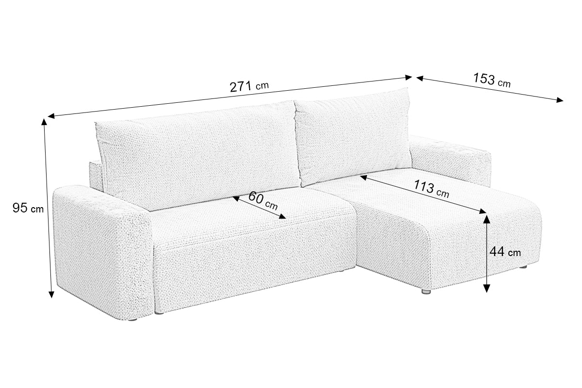 Colțar Extensibil KENZO, cu ladă de depozitare, șezlong interschimbabil, 271x153x95 cm