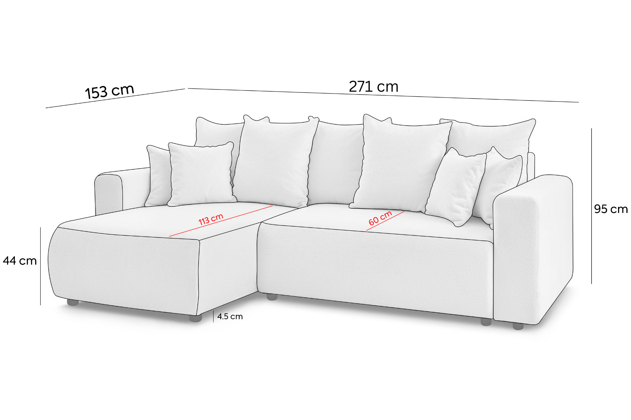 Colțar Extensibil LIVIGNO, cu ladă de depozitare, șezlong interschimbabil, 282x153x95cm - Prestigehome.ro - Canapea - Prestige