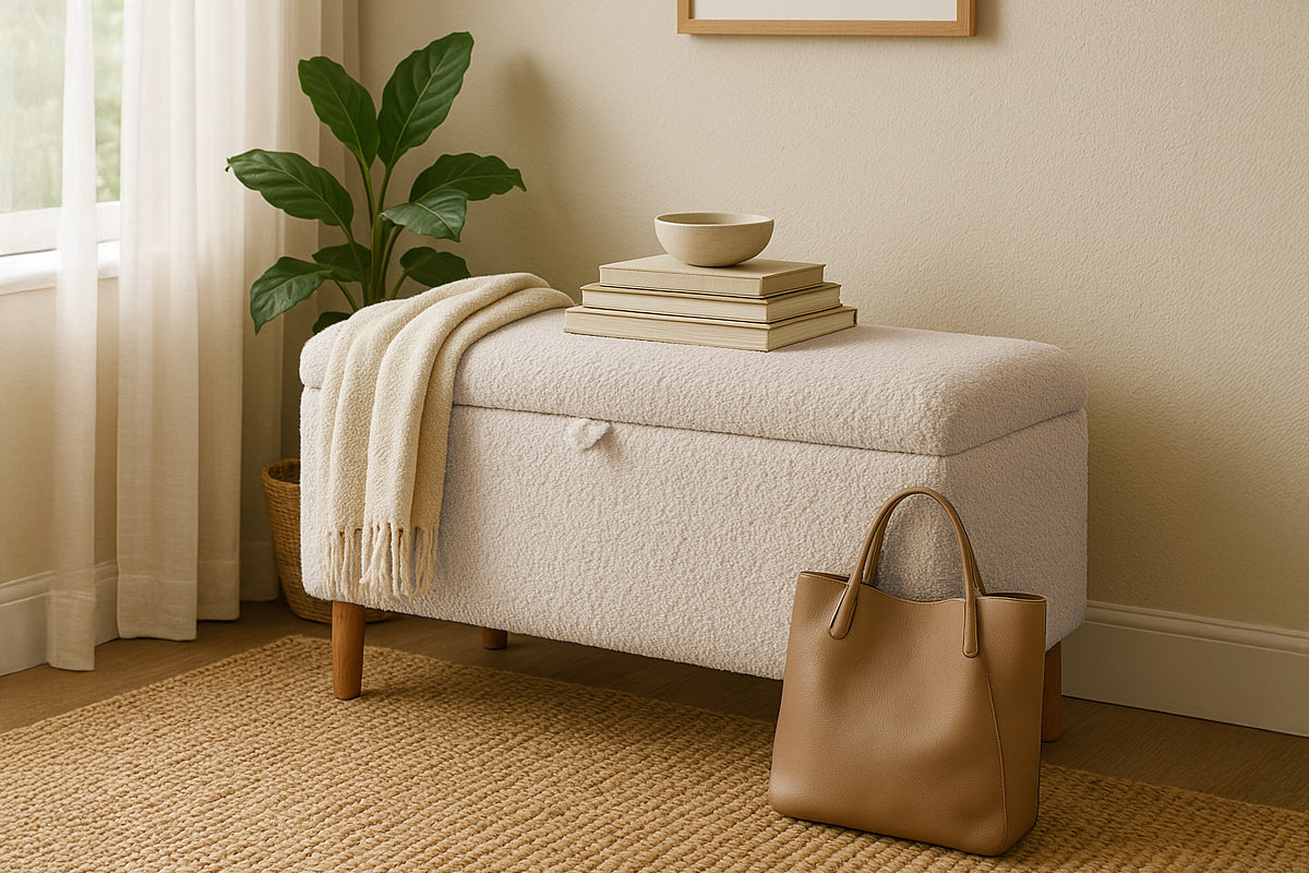 Taburet LIVIGNO, cu ladă depozitare, 100x40x52 cm #color_Bej-Anthology