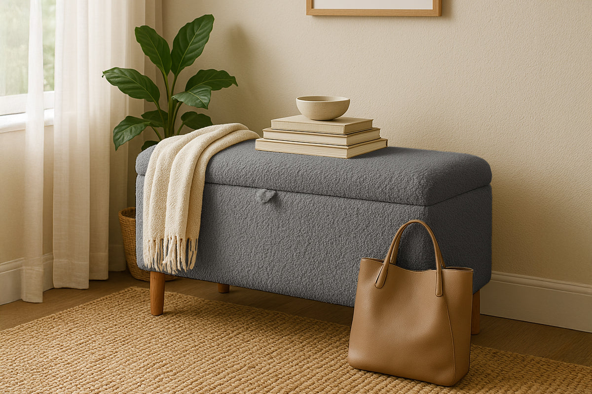 Taburet LIVIGNO, cu ladă depozitare, 100x40x52 cm #color_Gri-Inchis-Anthology