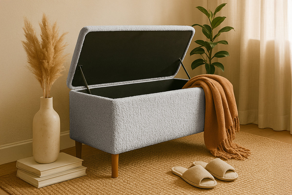 Taburet LIVIGNO, cu ladă depozitare, 100x40x52 cm #color_Gri-Deschis-Anthology