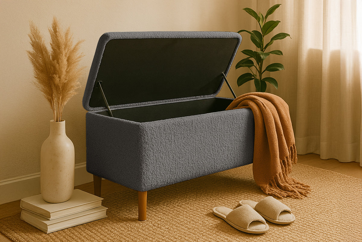 Taburet LIVIGNO, cu ladă depozitare, 100x40x52 cm #color_Gri-Inchis-Anthology