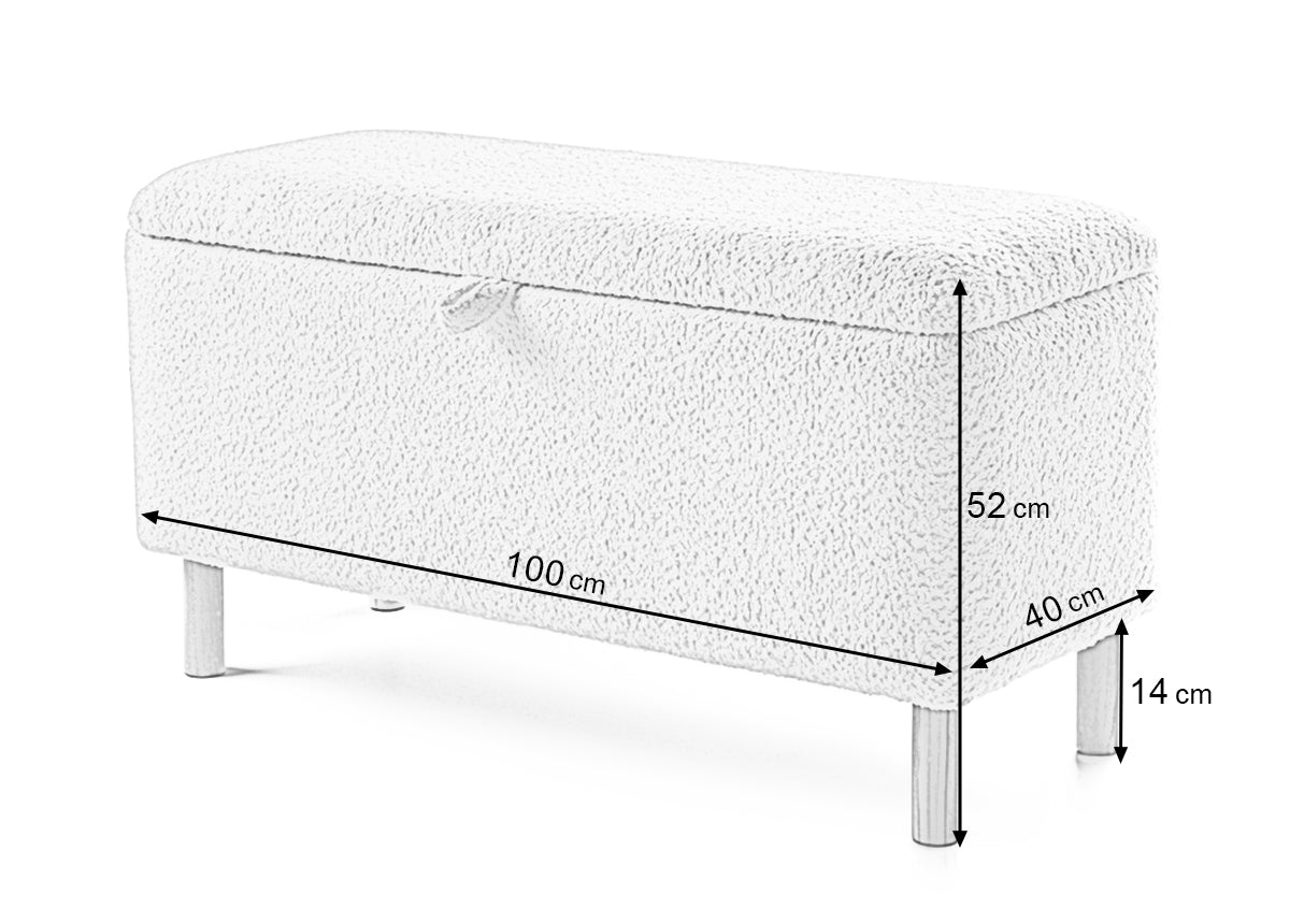 Taburet LIVIGNO, cu ladă depozitare, 100x40x52 cm-Taburet-Prestige-Alb-Anthology-Prestige Home