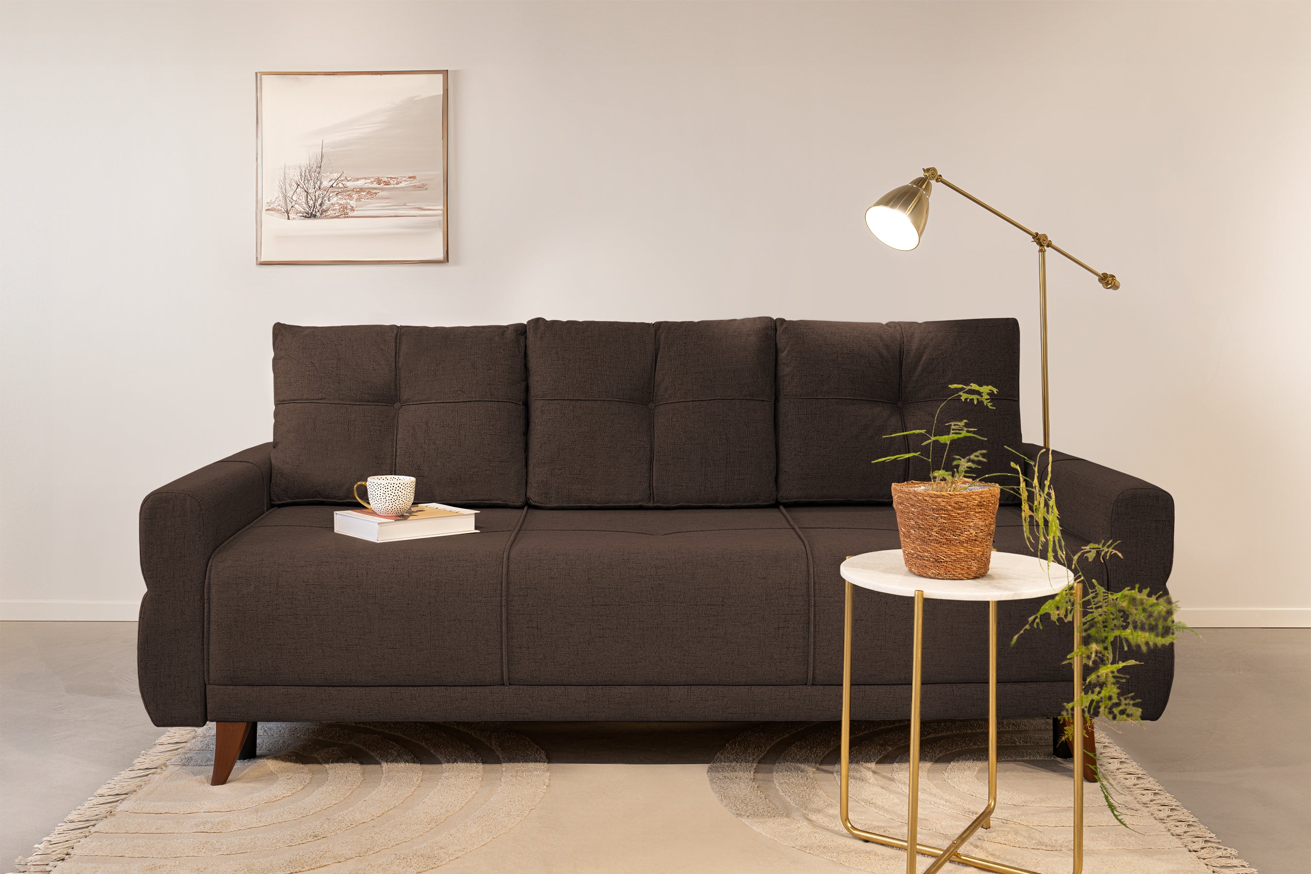 Canapea Extensibila 3 locuri Emerald, cu lada de depozitare, 215x70x90 cm - Prestigehome.ro - Canapea - Prestige - #color_yuca-maro