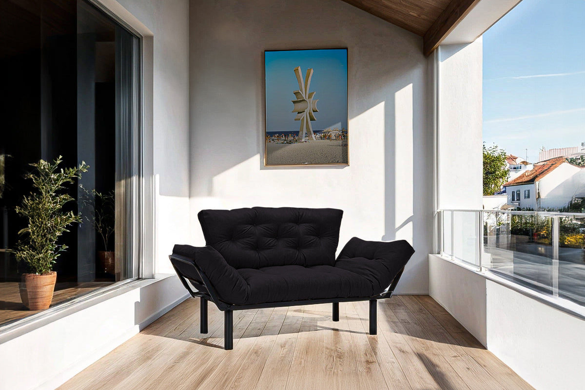 Canapea Extensibila 2 locuri SUNNY, pentru terasa, 155X70X85 cm, prestigehome.ro, Prestige Home, Prestige, balcon, gradina mobila, #color_negru-enjoy