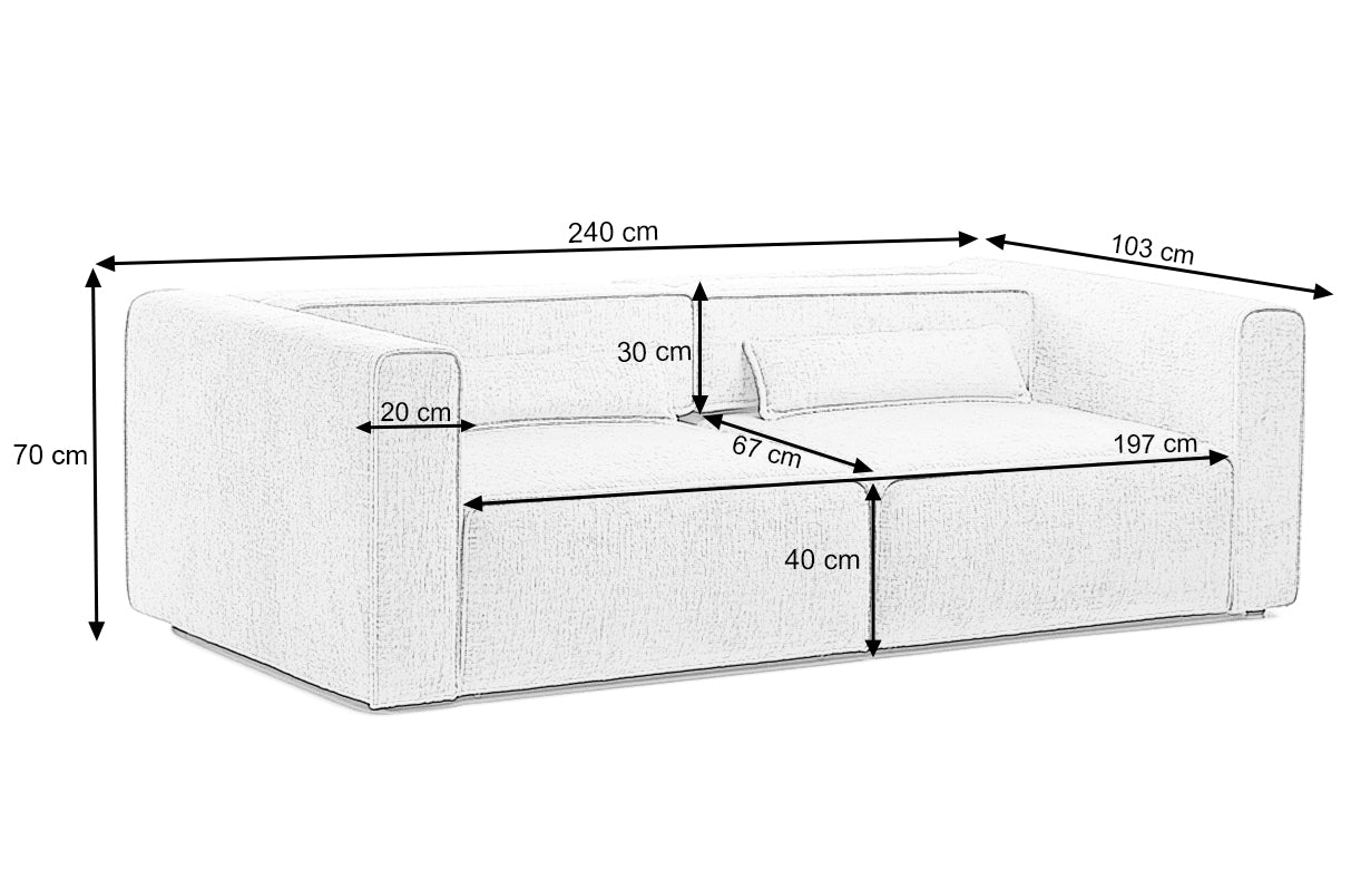 Canapea Extensibilă 3 locuri ZANETTO, cu 2 lăzi depozitare, 240x103x70 cm