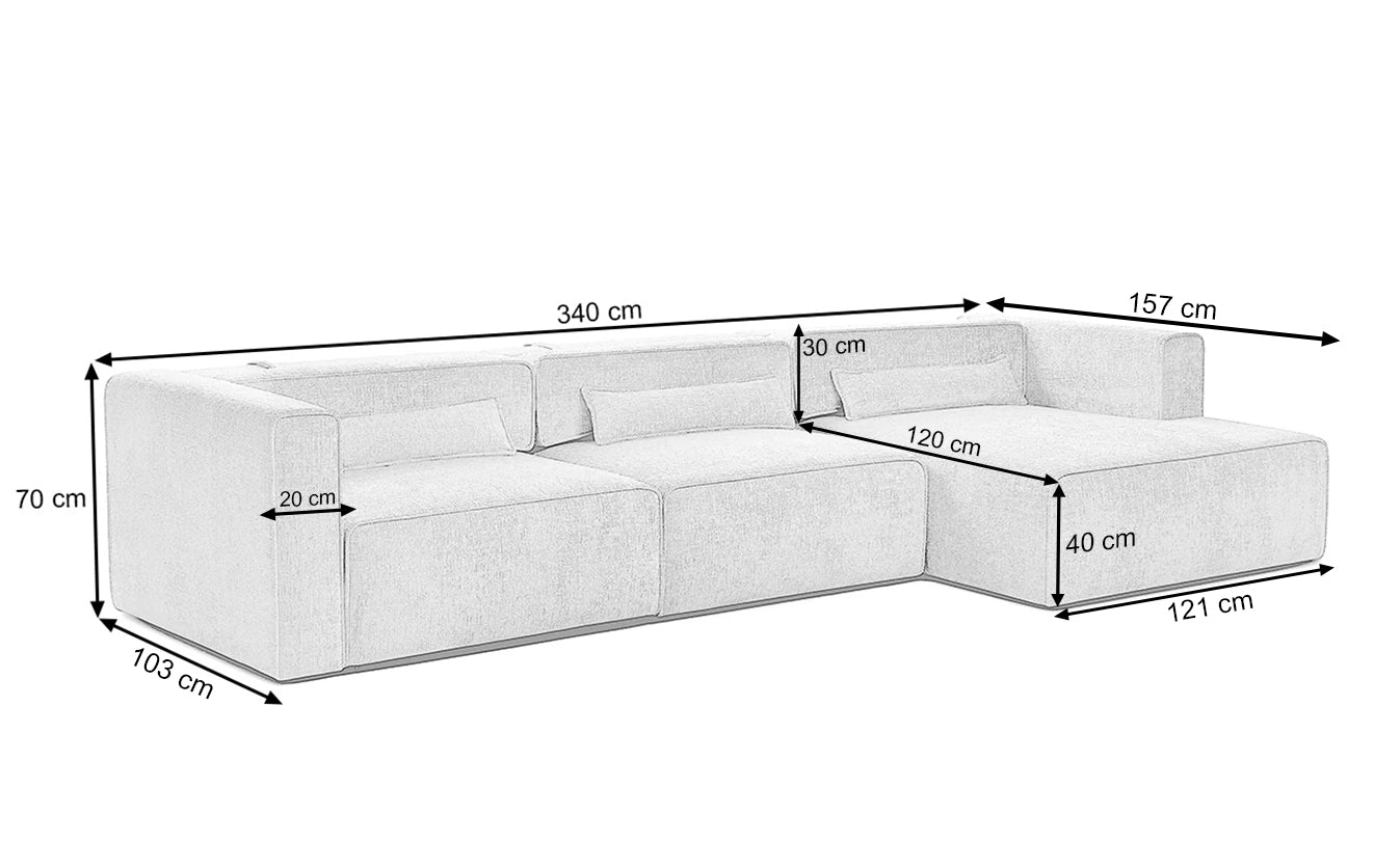 Colțar Extensibil 5 locuri ZANETTO, cu ladă de depozitare, 340x157x70 cm