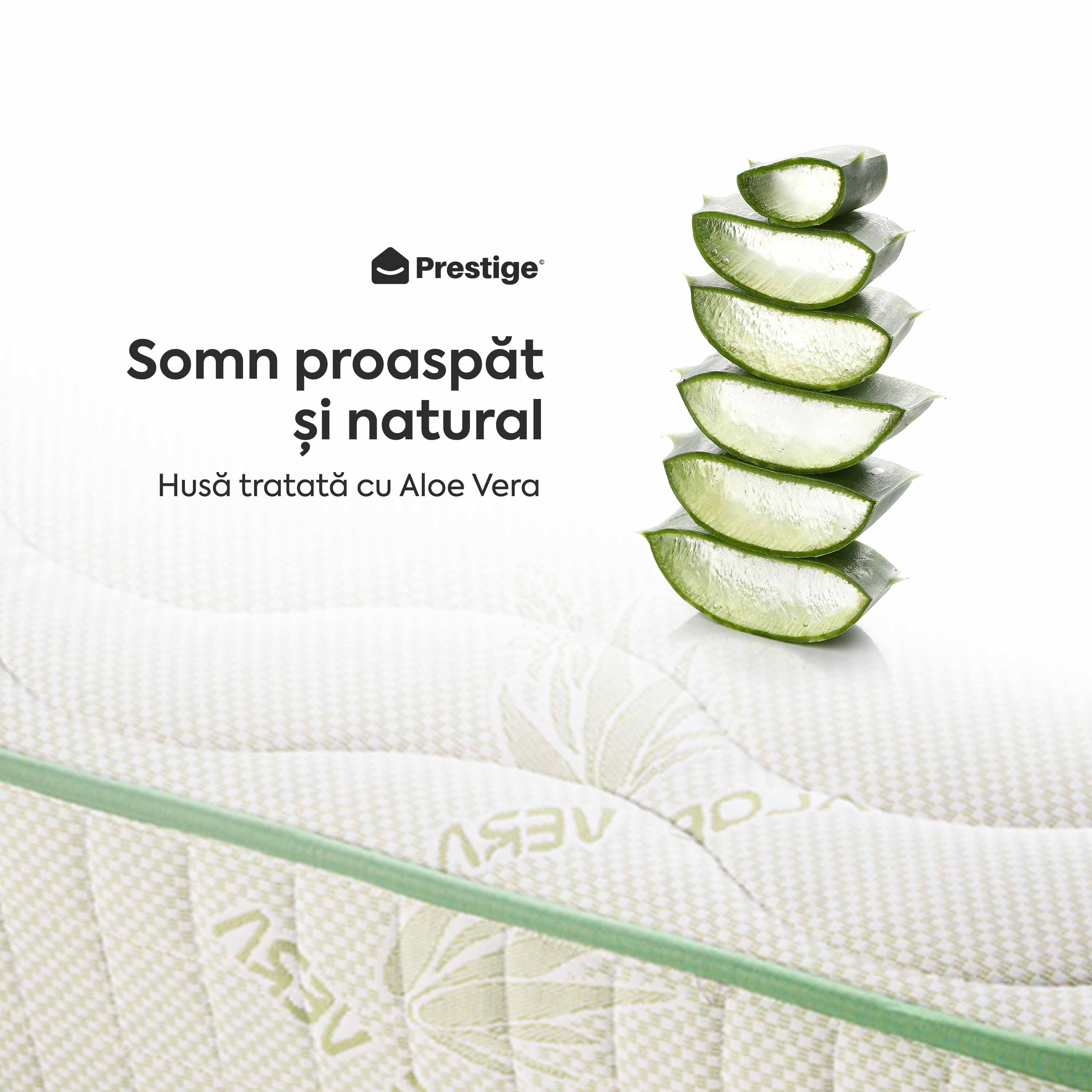 Saltea ALOE VERA THERAPY, spumă poliuretanică, reversibilă, hipoalergenică, super ortopedică, Grosime 19 cm - Prestige Home