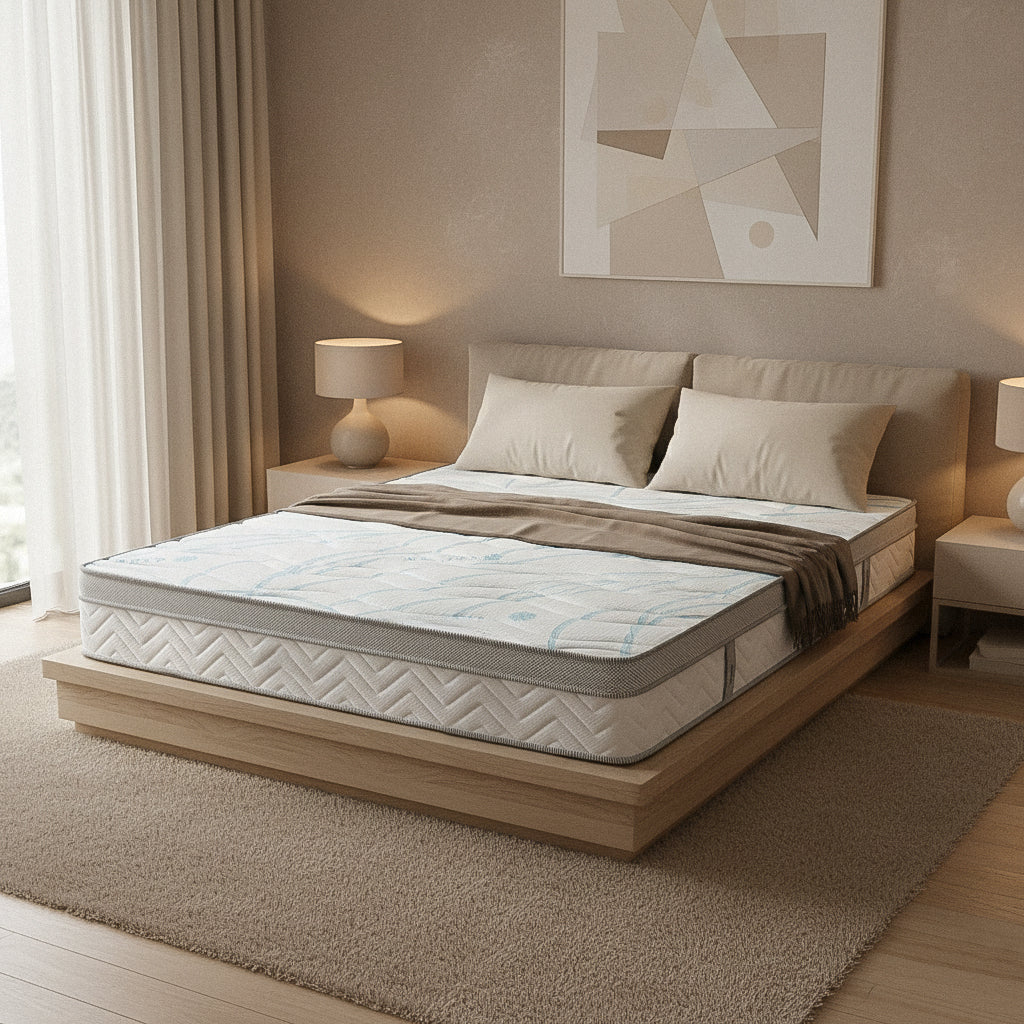 Saltea Ideal Sleep COOLTECH ALOE VERA, Arcuri Bonell, spumă poliuretanică pe multiple straturi, husă CoolTech, superortopedică, Grosime 24 cm