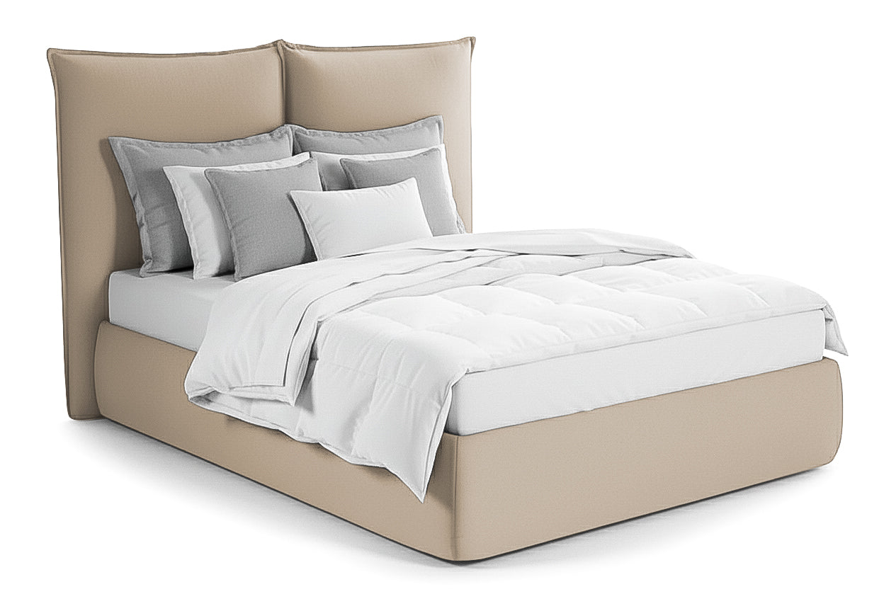 Pat Tapițat Rossi, cu somieră fixă și tăblie înaltă, bej, #color_Bej-Loft