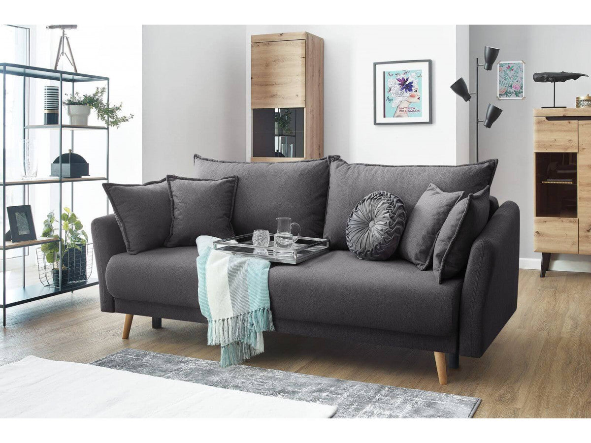 Canapea Extensibilă 3 locuri JULIET, cu ladă de depozitare, 215x88x95 cm - Prestigehome.ro - Canapea - Prestige #color_Gri-Inchis-Como