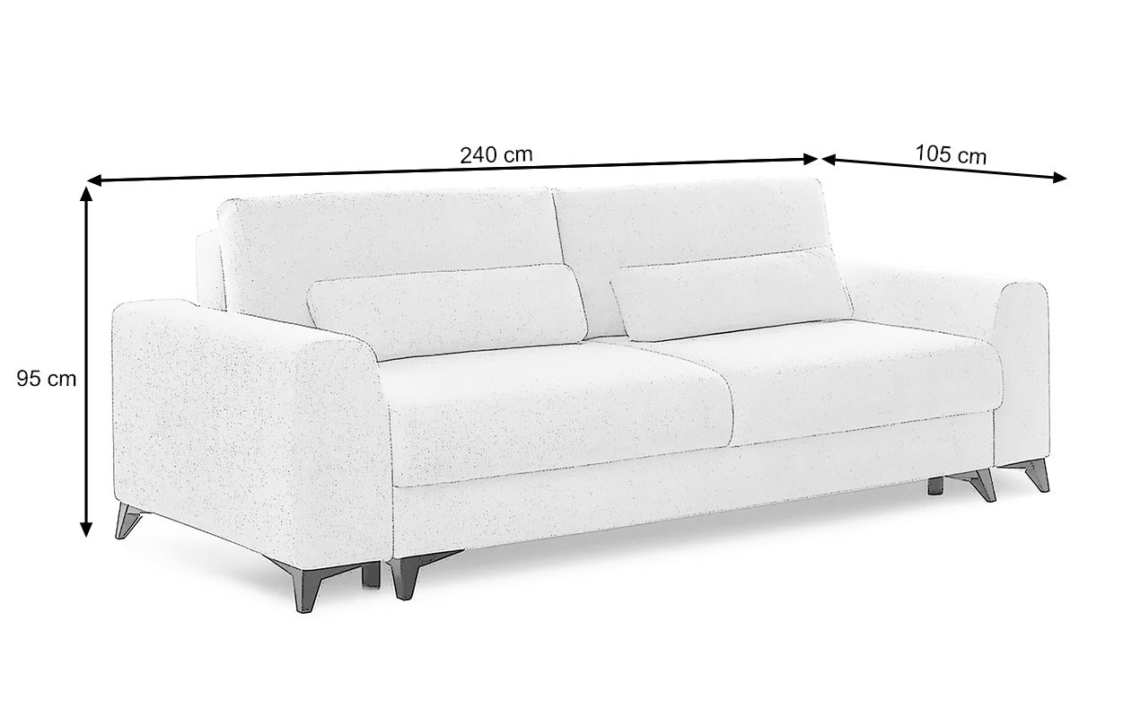 Canapea Extensibilă 3 locuri TIVOLI, cu ladă depozitare, 240x105x95 cm