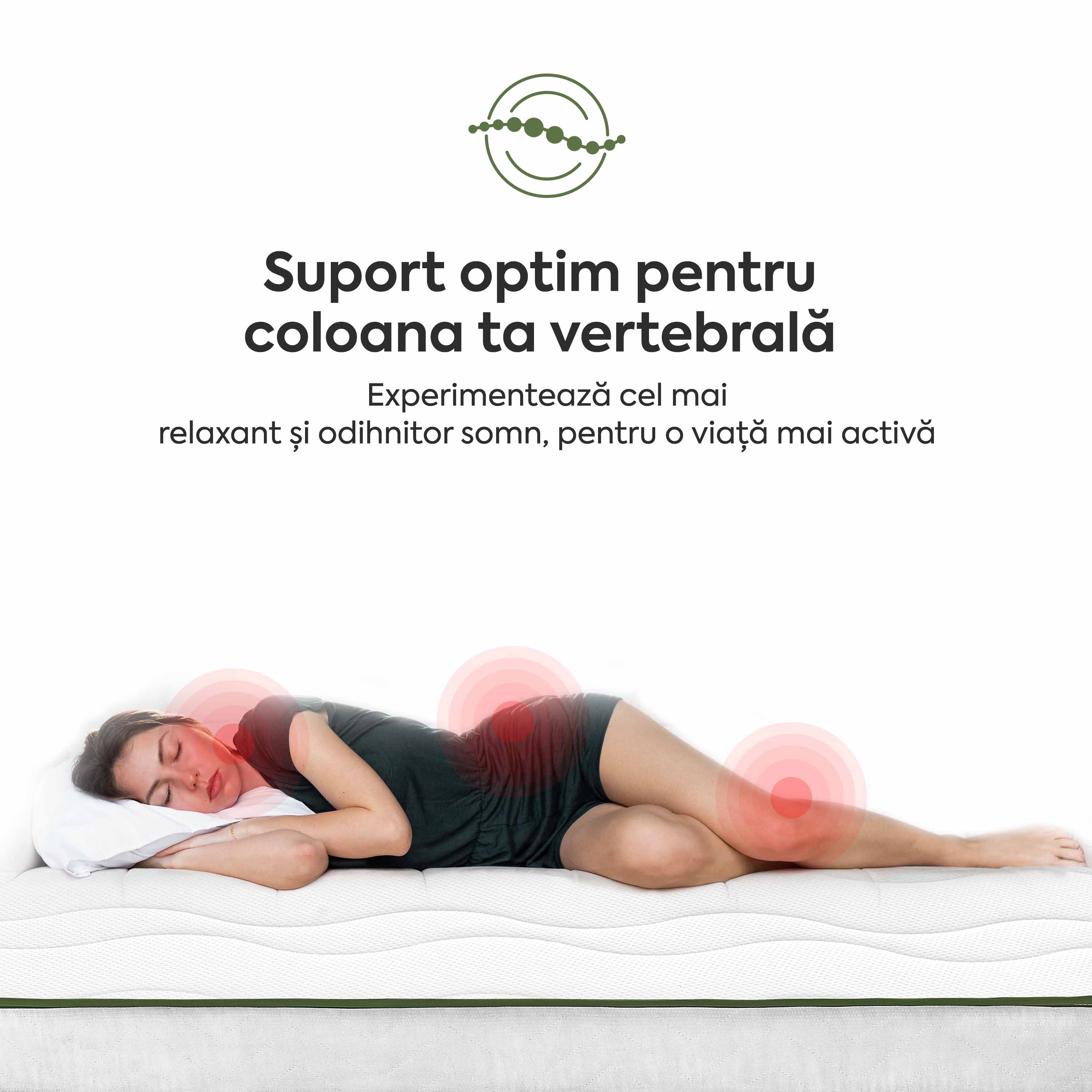 Saltea FRESH ERGO GREEN LINE, spumă poliuretanică, reversibilă, hipoalergenică, ortopedică, Grosime 16 cm - Prestige Home