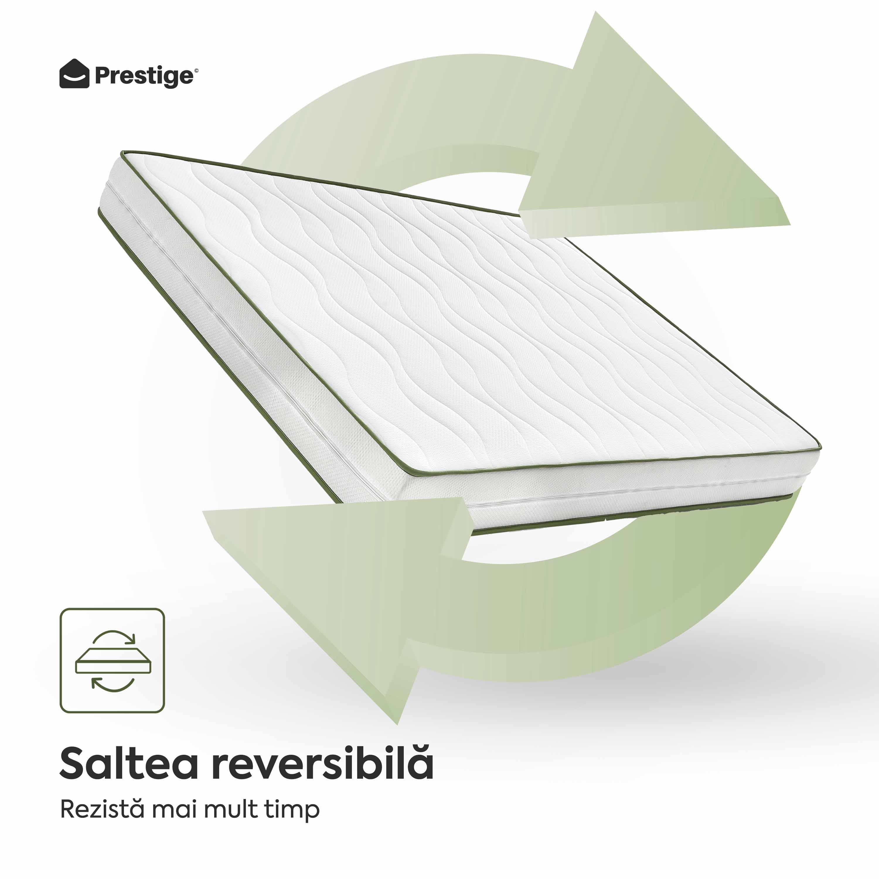 Saltea HYGENE THERAPY, spumă poliuretanică, reversibilă, husă detașabilă cu fermoar, lavabilă, superortopedică, Grosime 22 cm - Prestige Home