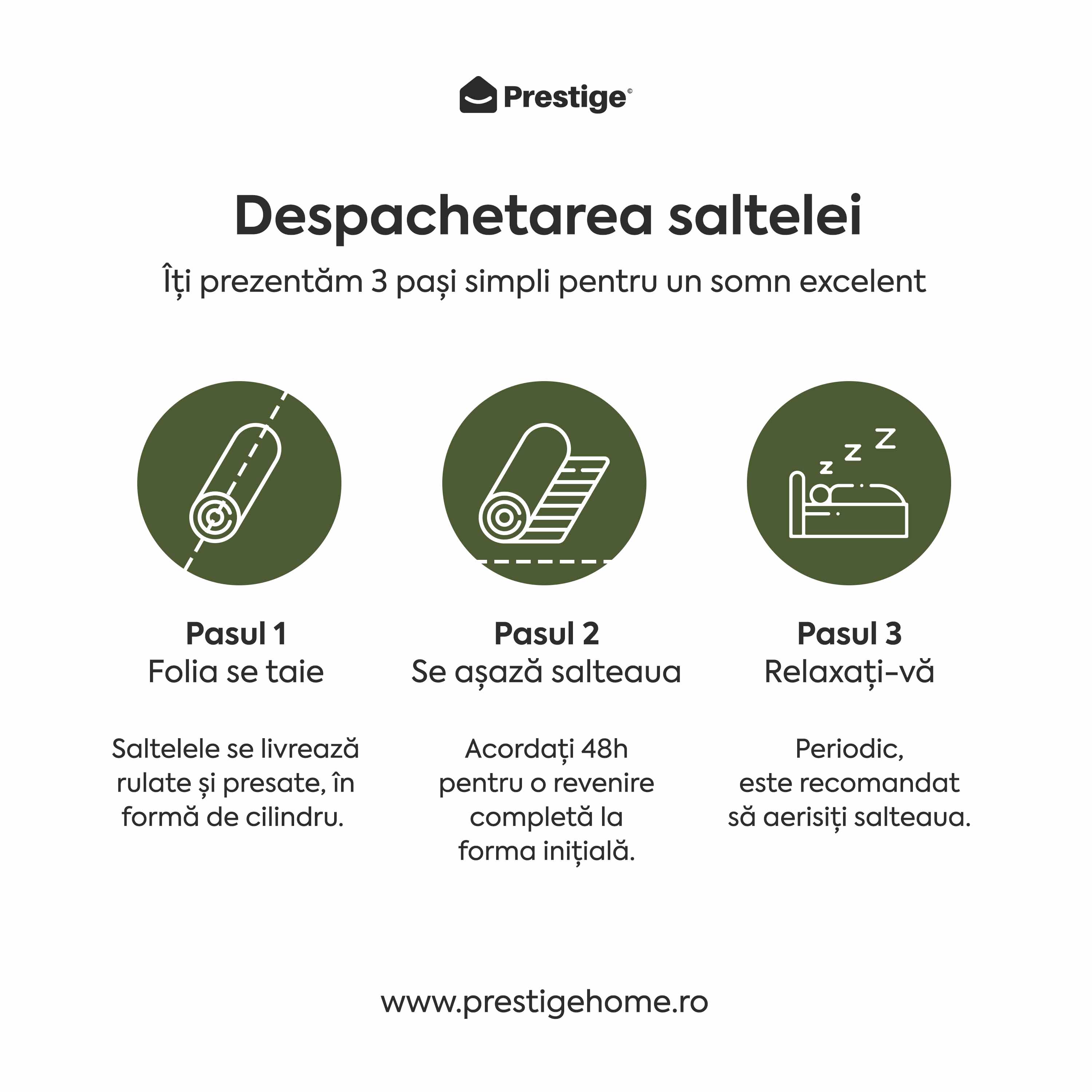 Saltea HYGENE THERAPY, spumă poliuretanică, reversibilă, husă detașabilă cu fermoar, lavabilă, superortopedică, Grosime 22 cm - Prestige Home