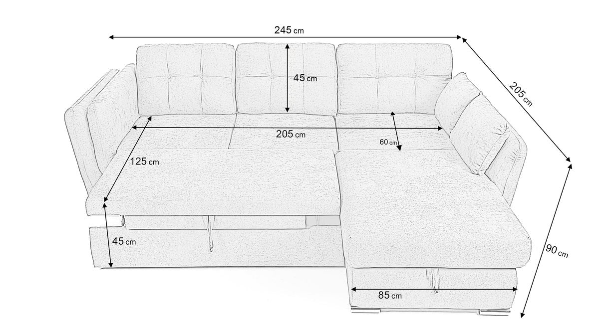 Colțar Extensibil JAZZ, cu ladă depozitare,  245 x 205 x 90 cm, varianta pe stânga, Fuchsia - Outlet