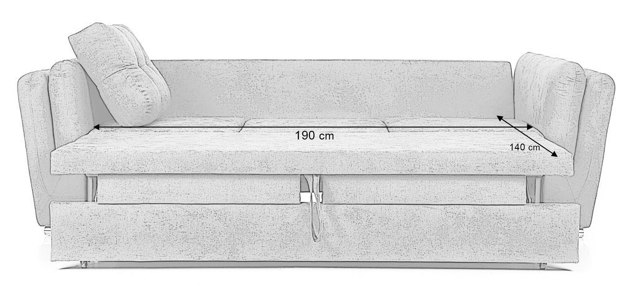 Canapea Extensibila 3 locuri JAZZ, 250x105x70 cm, Turcoaz - Prestigehome.ro - Canapea 3 Locuri - Prestige -