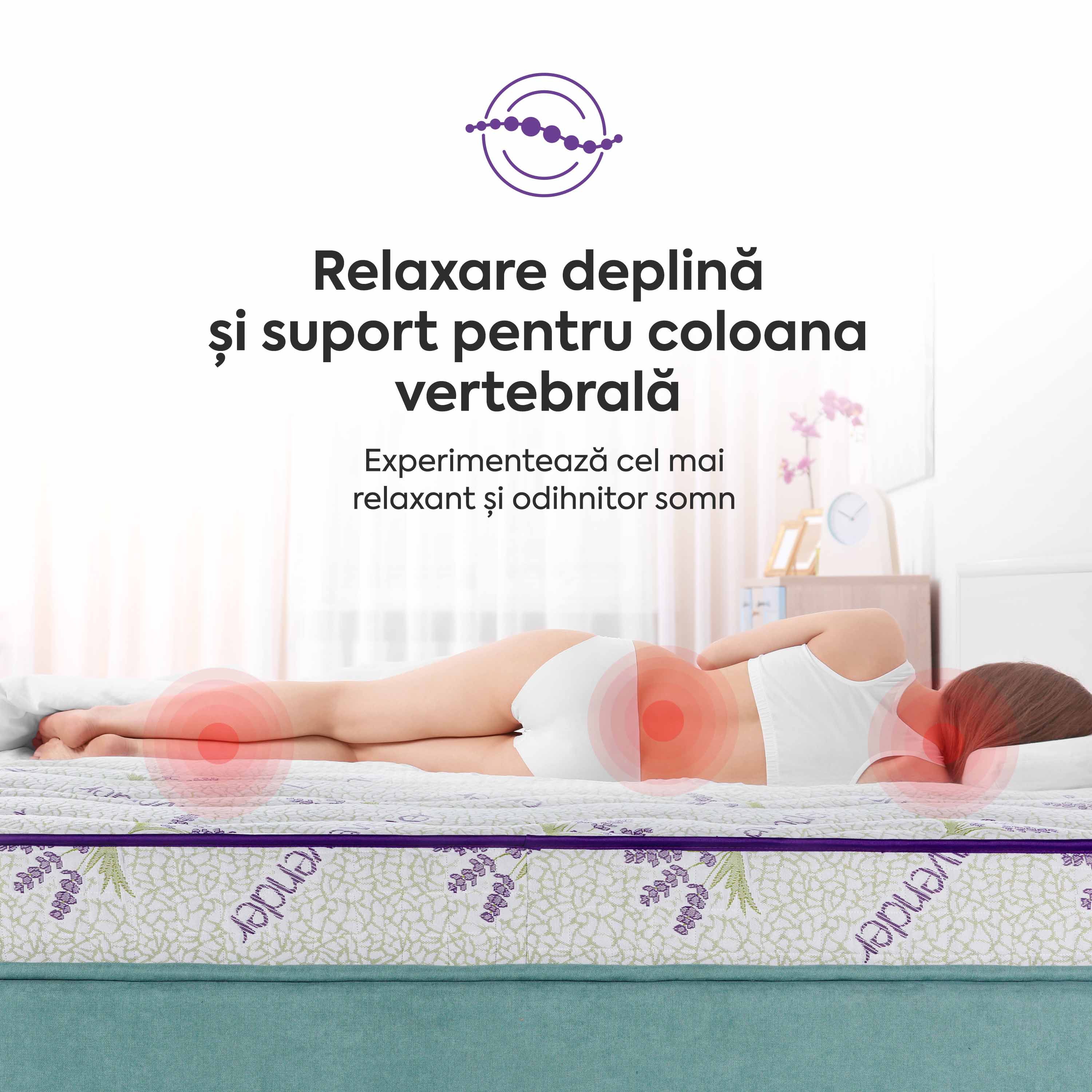 Saltea LAVENDER AIR-FRESH, spumă poliuretanică, reversibilă, hipoalergenică, super ortopedică, Grosime 19 cm - Prestige Home