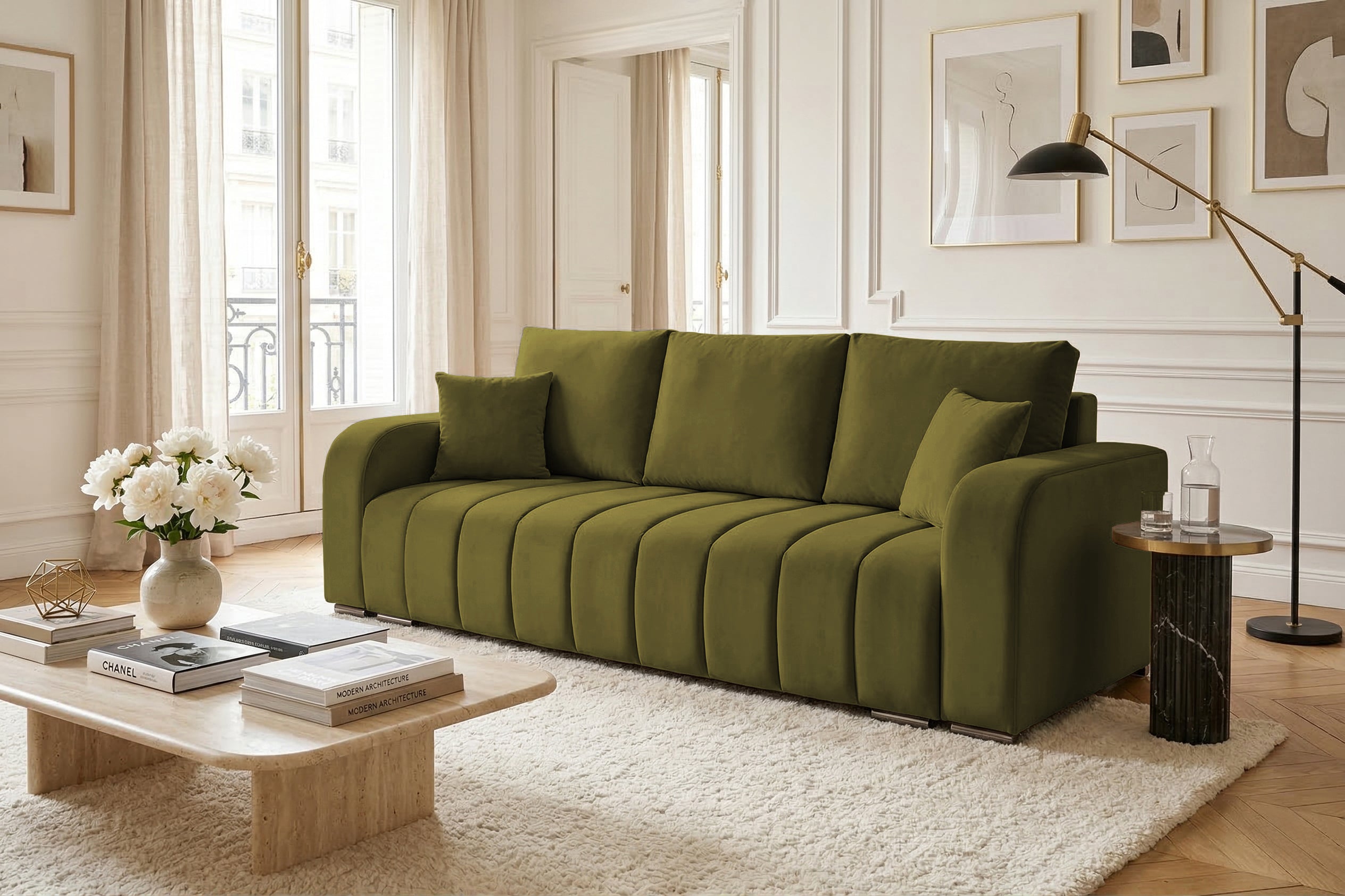 Canapea Extensibilă 3 locuri DIEGO, cu ladă de depozitare, 230x92x90 cm