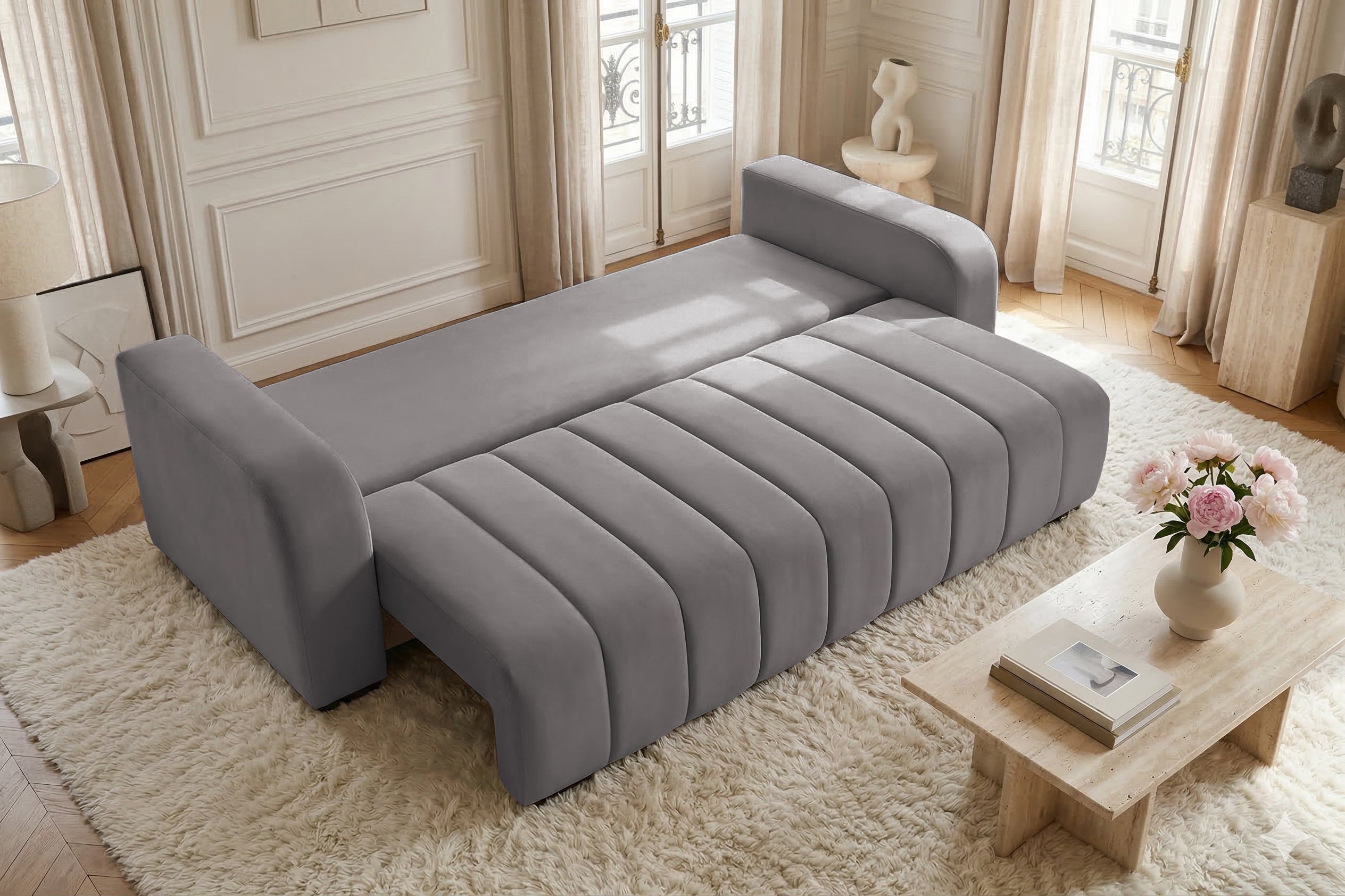 Canapea Extensibila 3 locuri Diego, cu lada de depozitare, 230x92x90 cm - Prestigehome.ro - Canapea - Prestige - #color_velutto-gri