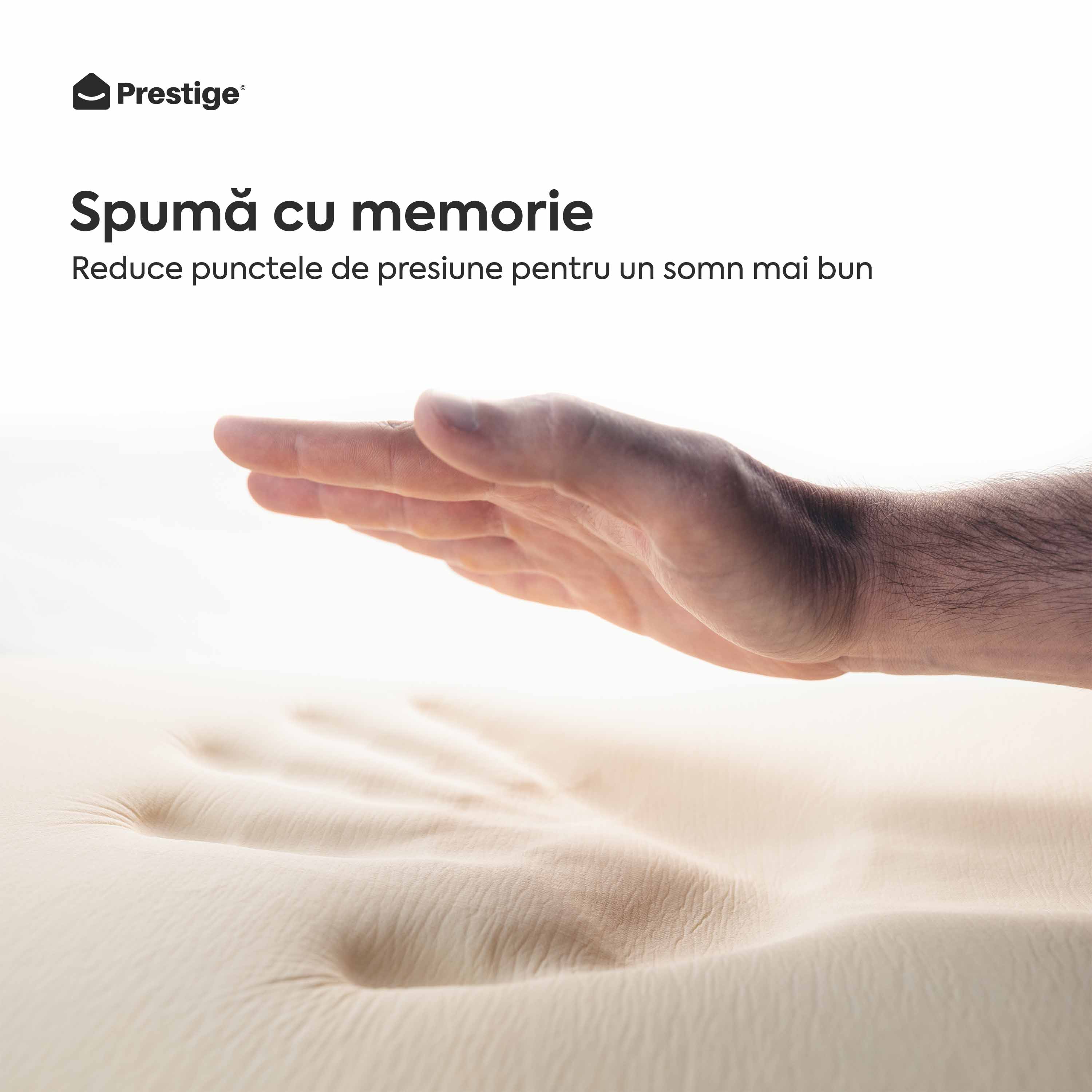 Saltea ORIGINAL, 14+2 Memory, spumă poliuretanică elastică, spumă cu memorie, husă antibacteriană, superortopedică, Grosime 18 cm - Prestige Home