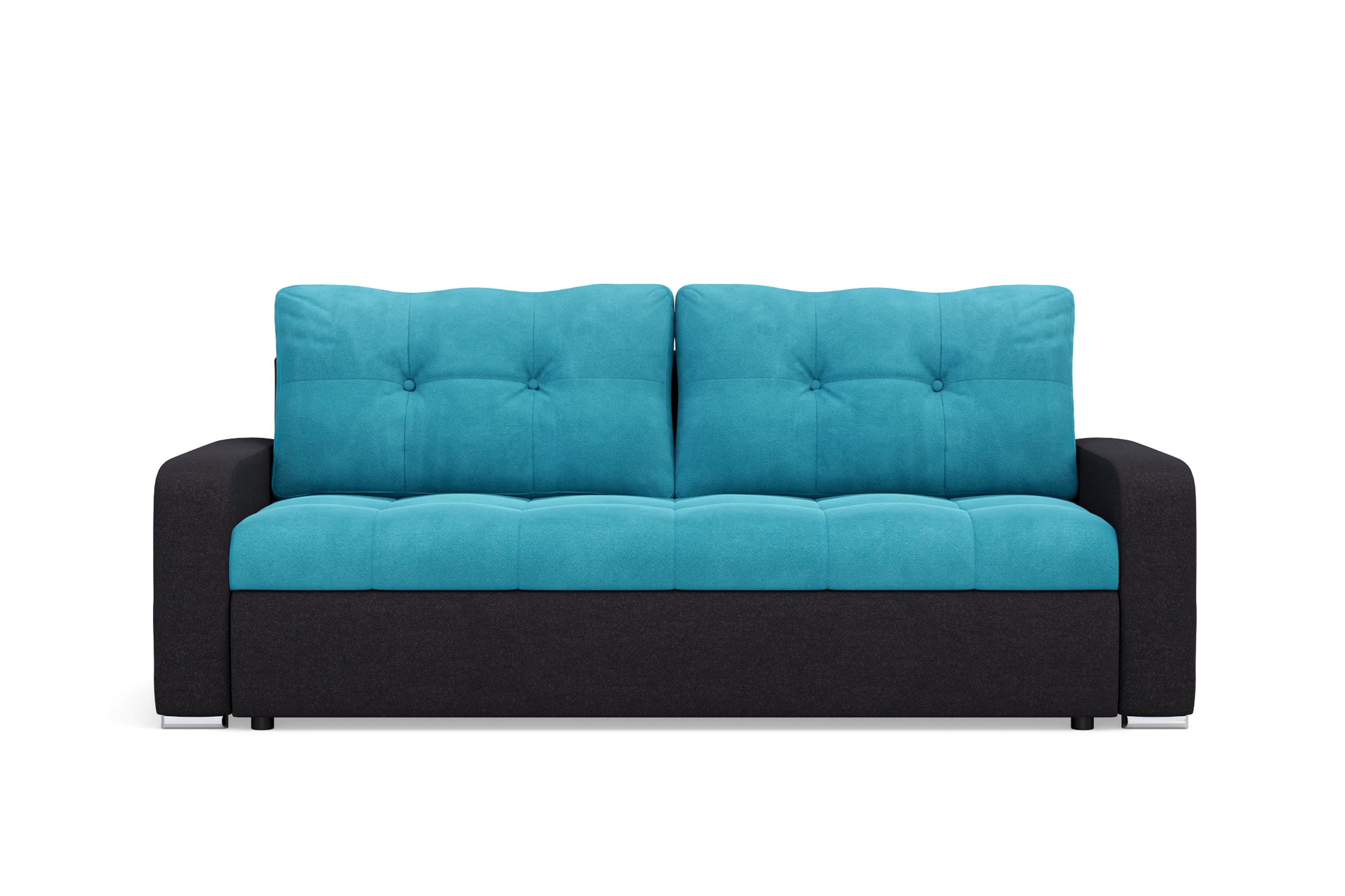 Canapea Extensibilă 3 locuri VENETIA, cu ladă de depozitare, 220x100x90 cm, Turcoaz/Negru