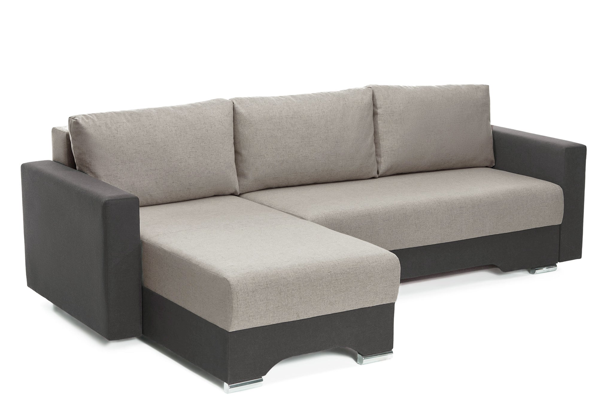 Coltar Extensibil 3 locuri Cesar, cu lada de depozitare, 247x160x85 cm - Prestigehome.ro - Coltar - Prestige #color_Gri-Deschis-Gri-Inchis