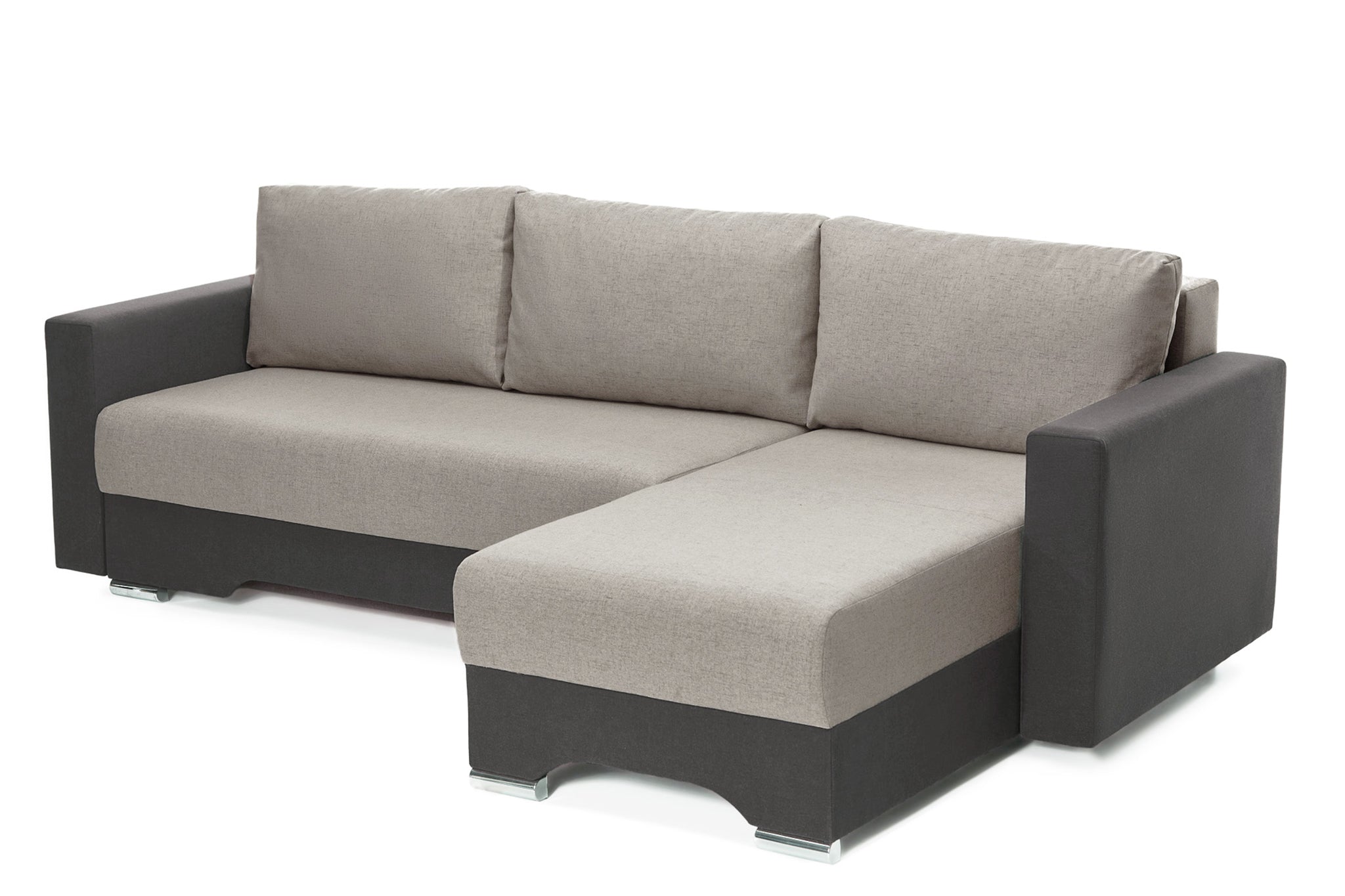 Coltar Extensibil 3 locuri Cesar, cu lada de depozitare, 247x160x85 cm - Prestigehome.ro - Coltar - Prestige #color_Gri-Deschis-Gri-Inchis