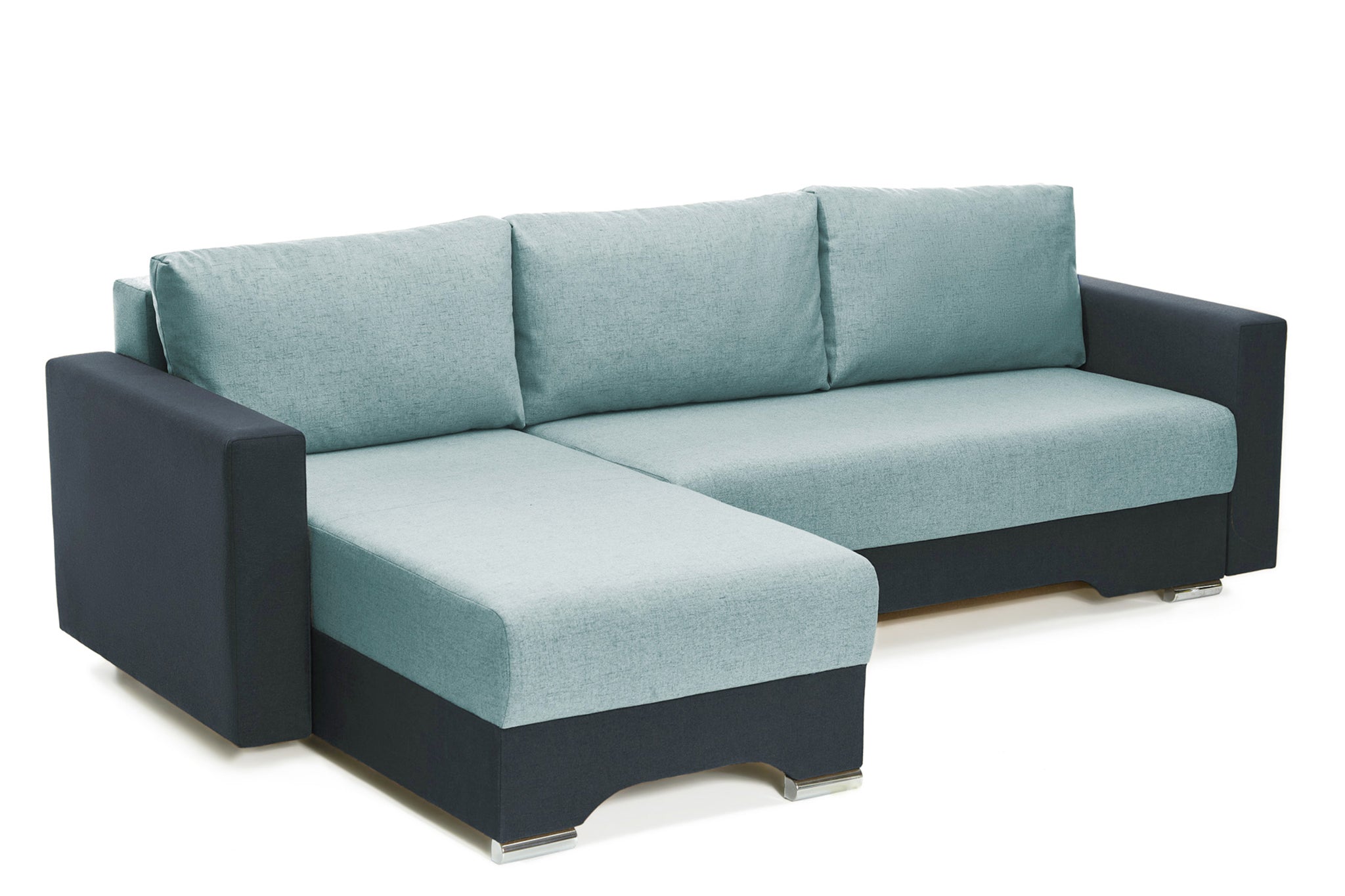 Coltar Extensibil 3 locuri Cesar, cu lada de depozitare, 247x160x85 cm - Prestigehome.ro - Coltar - Prestige #color_menta-albastru