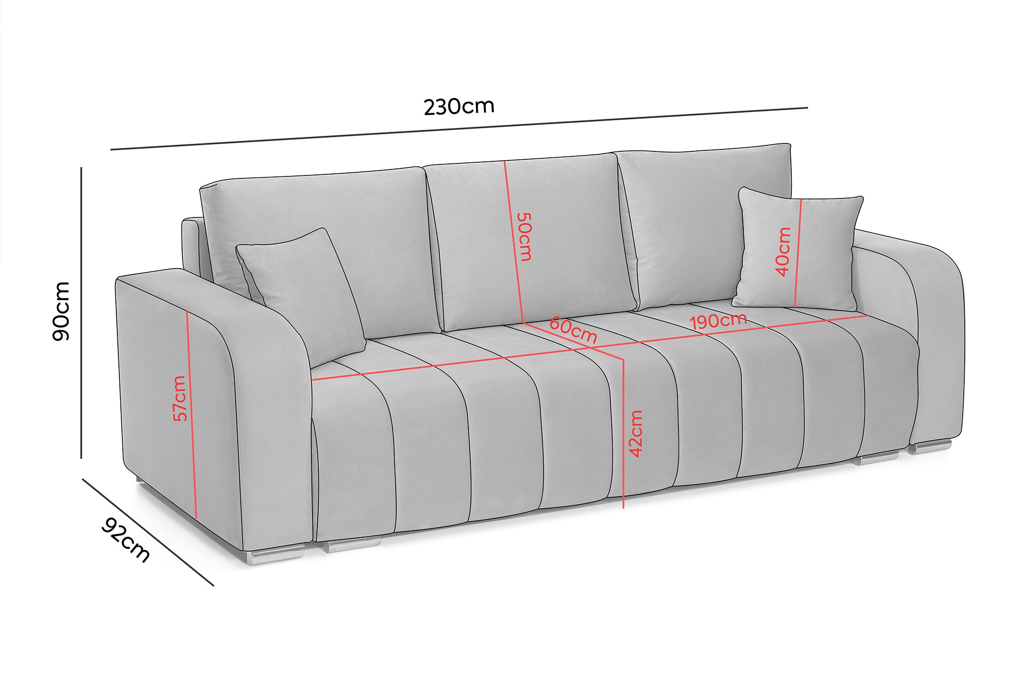 Canapea Extensibila 3 locuri Diego, cu lada de depozitare, 230x92x90 cm - Prestigehome.ro